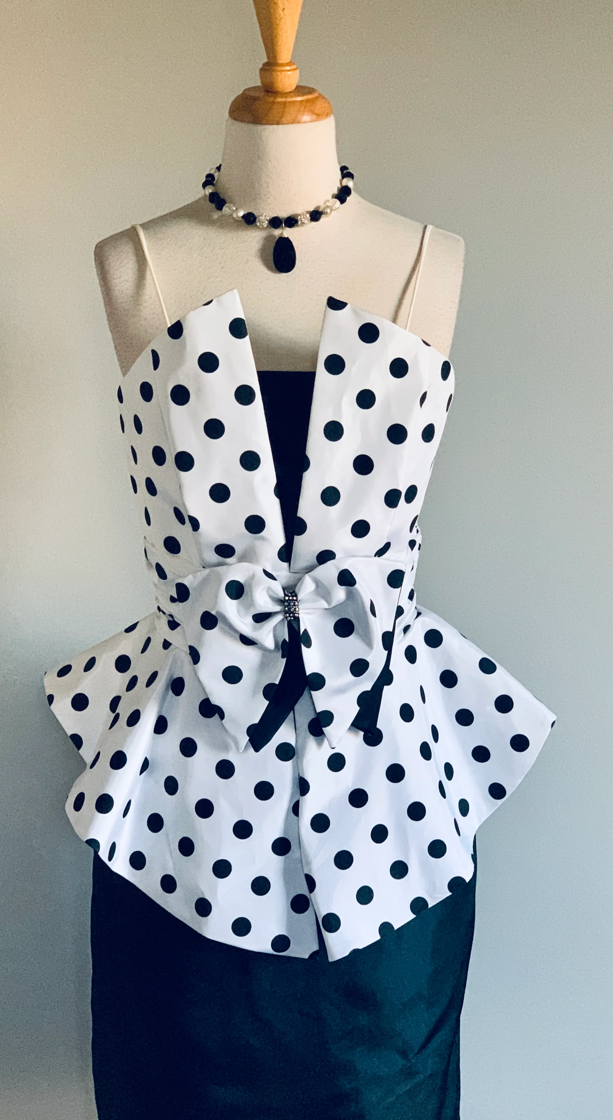 80s Polka Dot Taffeta Evening Party Dress By Night Way - Image 8