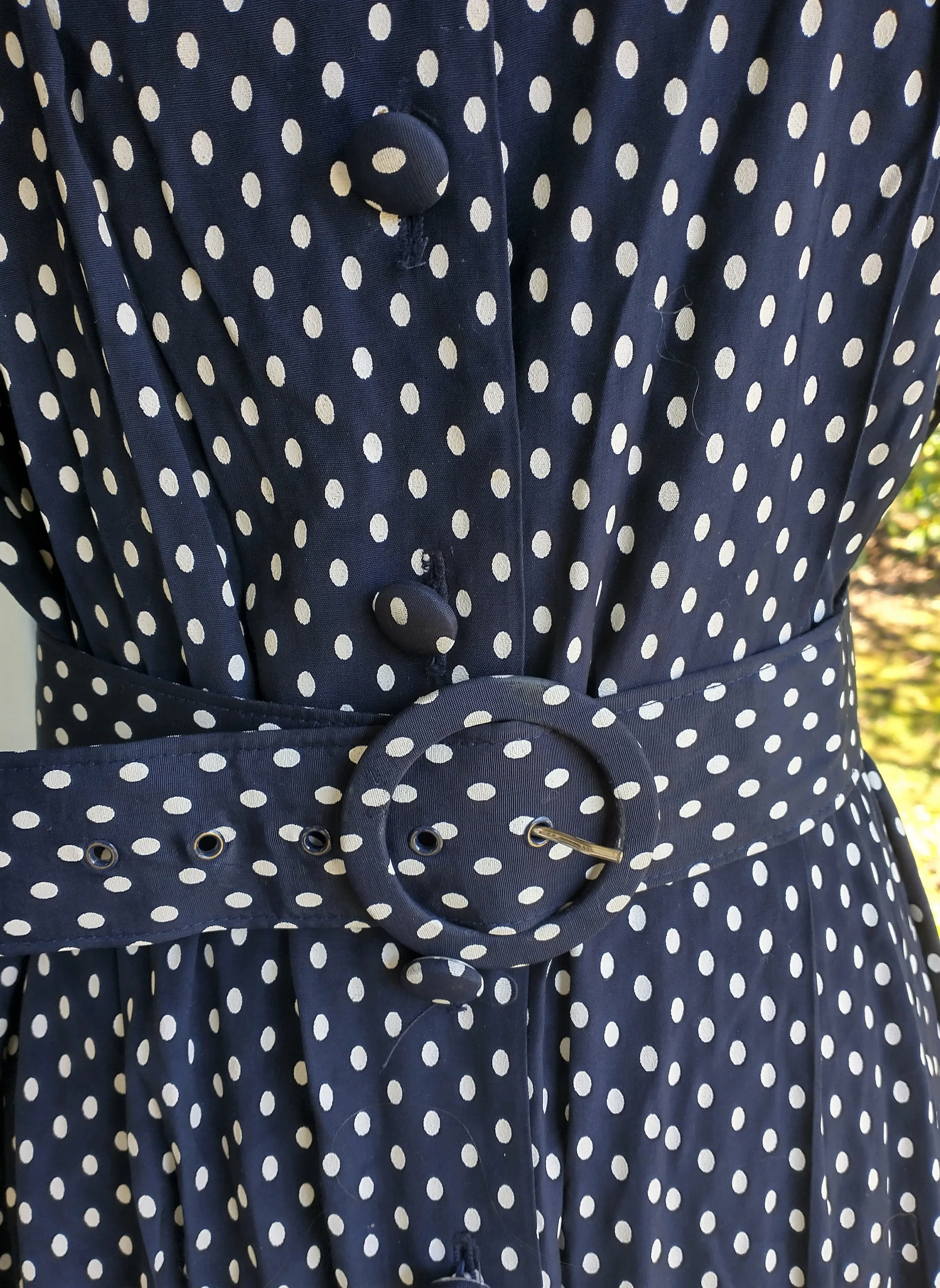 80s Polka Dot Vintage Blouson Dress Made In Usa Shirt Dress by SL Fashions - Image 3