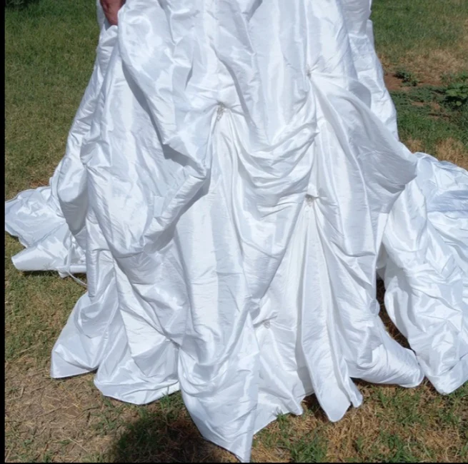 80s Polyester Nylon Jeweled Wedding Dresses By David's Bridal - Image 7