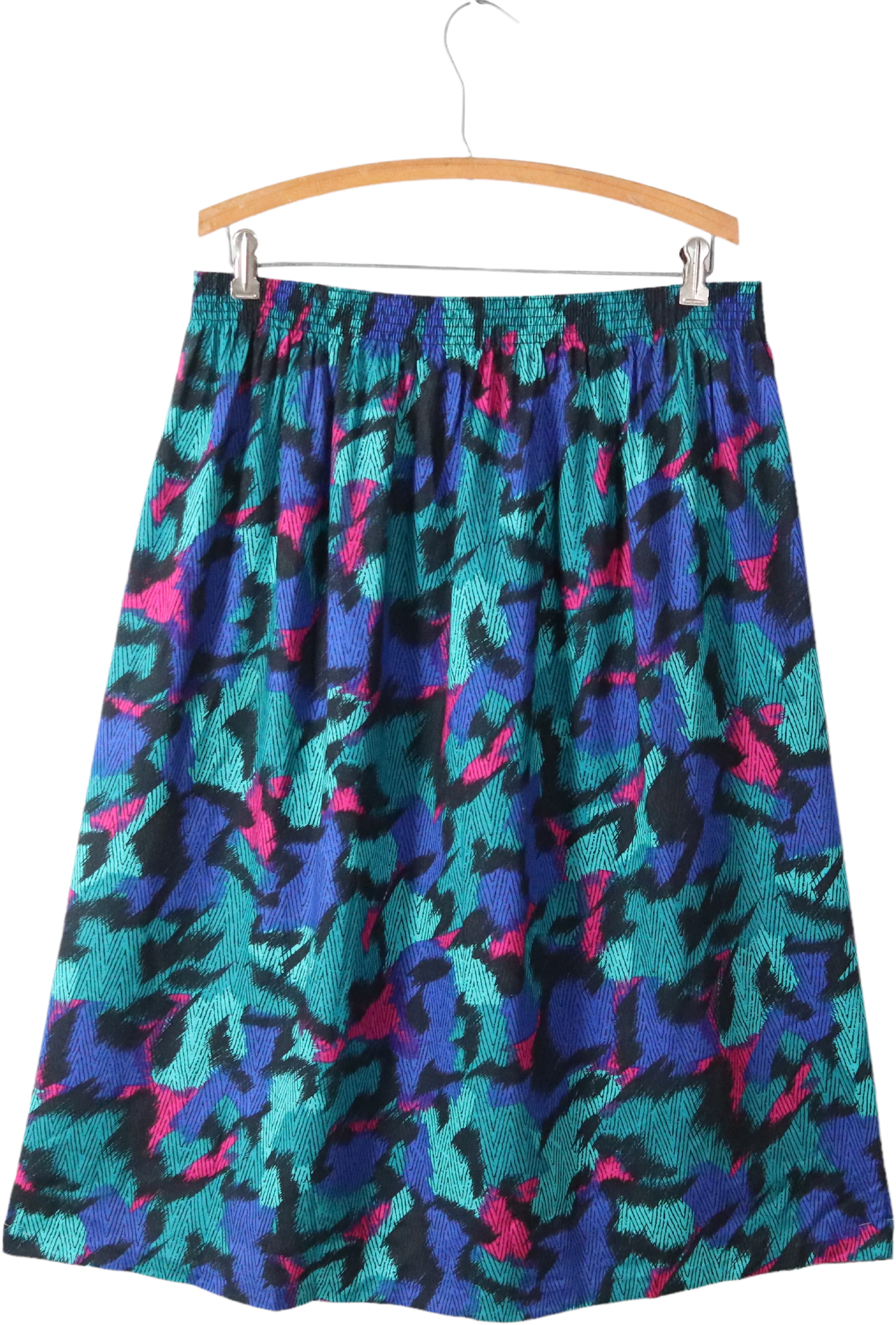 80s Pop Art Print Soft Rayon Pull-on Midi Skirt - Image 2