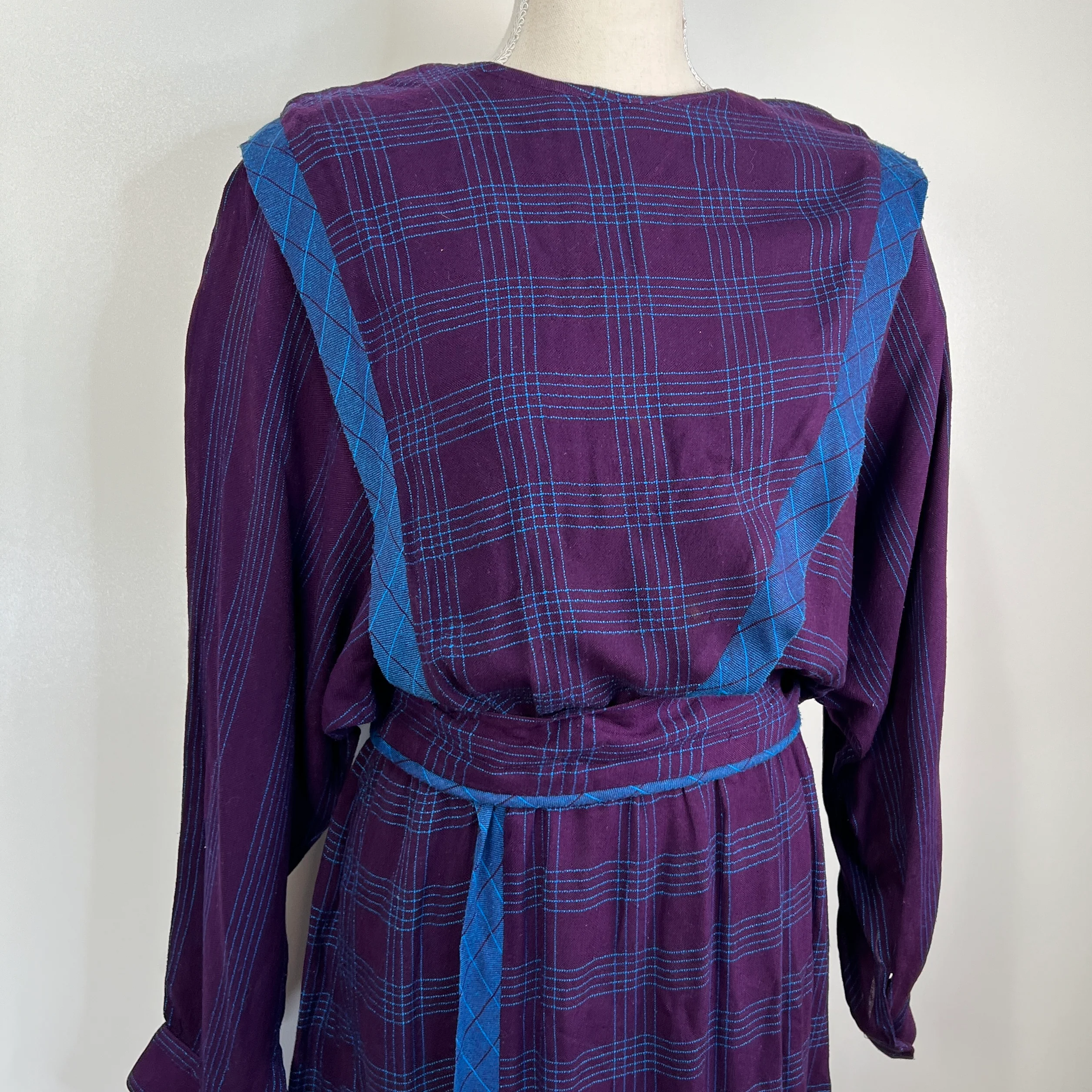 80s Prairiecore Windowpane Dress By Rabbit Rabbit Rabbit - Image 3
