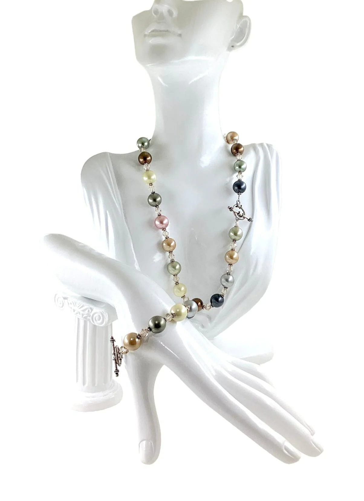 80s Preppy Colorful Glass Pearls Bracelet Necklace Set - Image 11