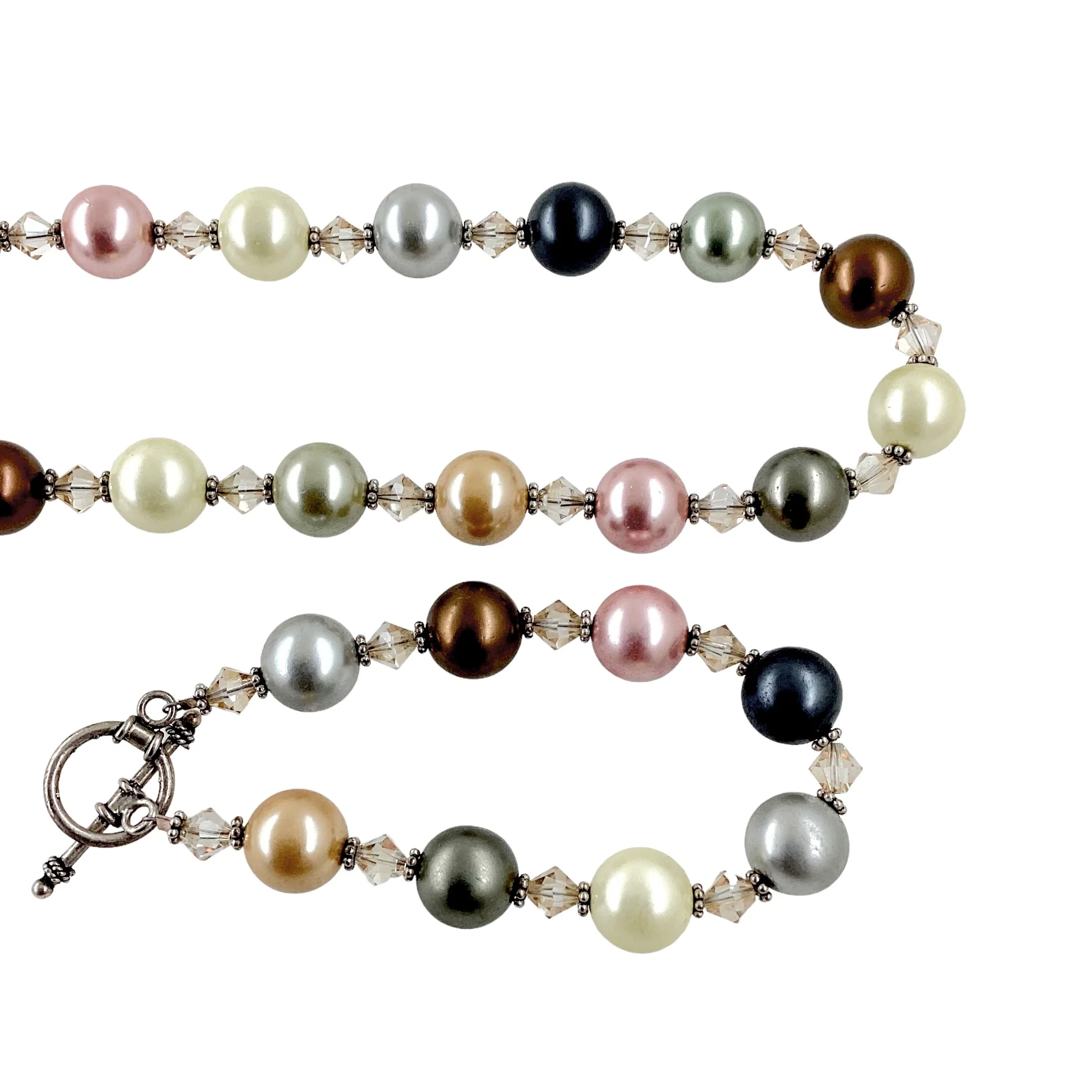 80s Preppy Colorful Glass Pearls Bracelet Necklace Set - Image 5