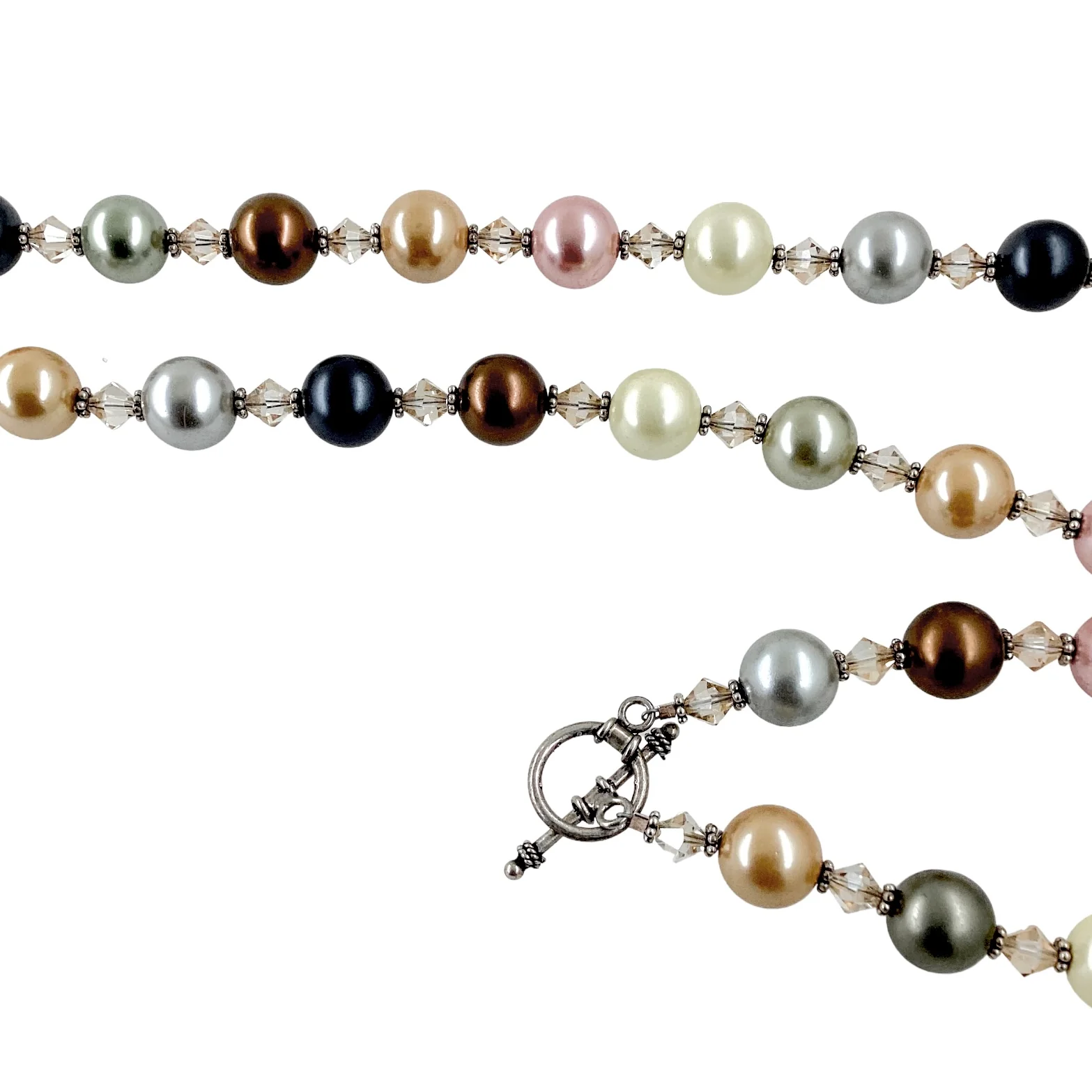 80s Preppy Colorful Glass Pearls Bracelet Necklace Set - Image 7