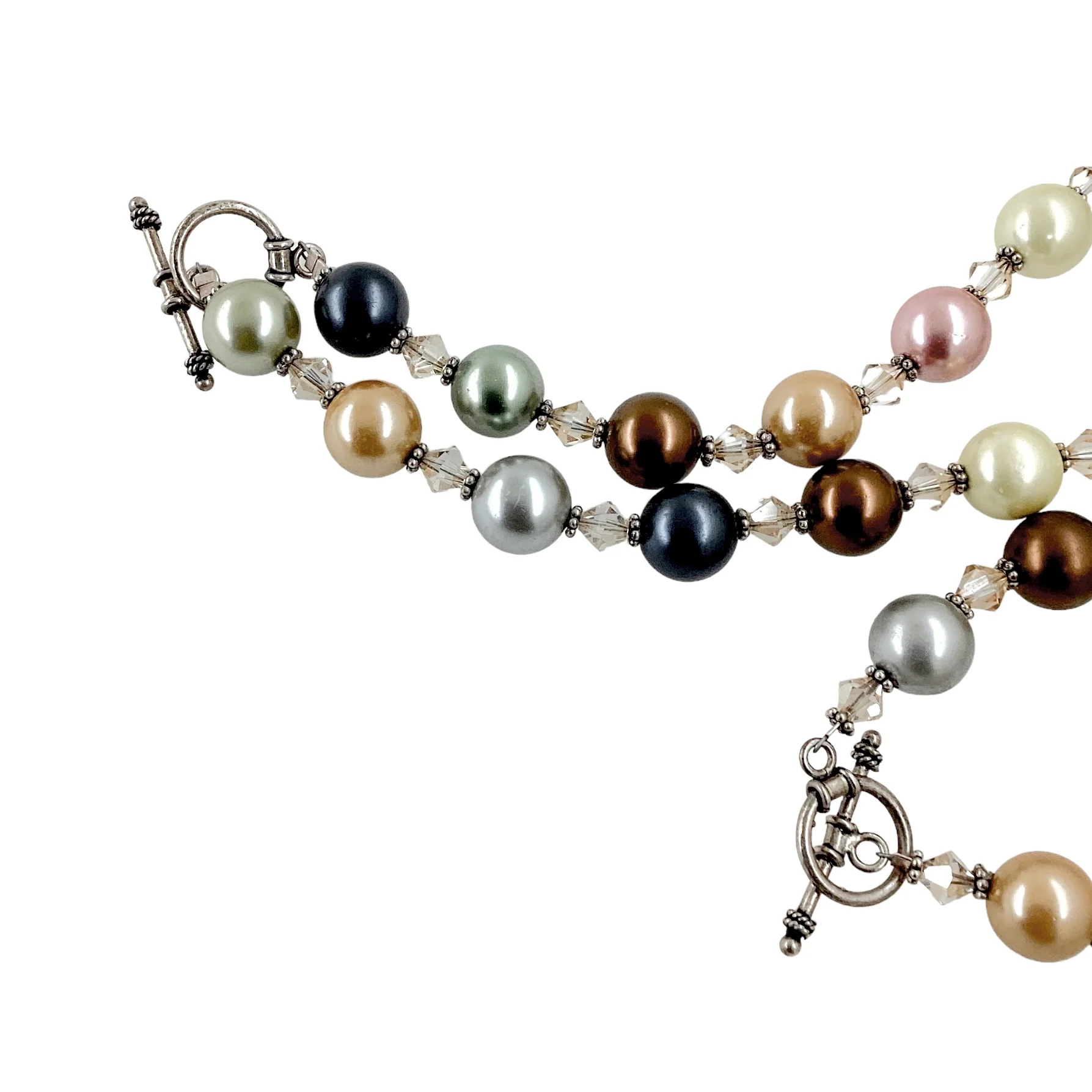 80s Preppy Colorful Glass Pearls Bracelet Necklace Set - Image 8