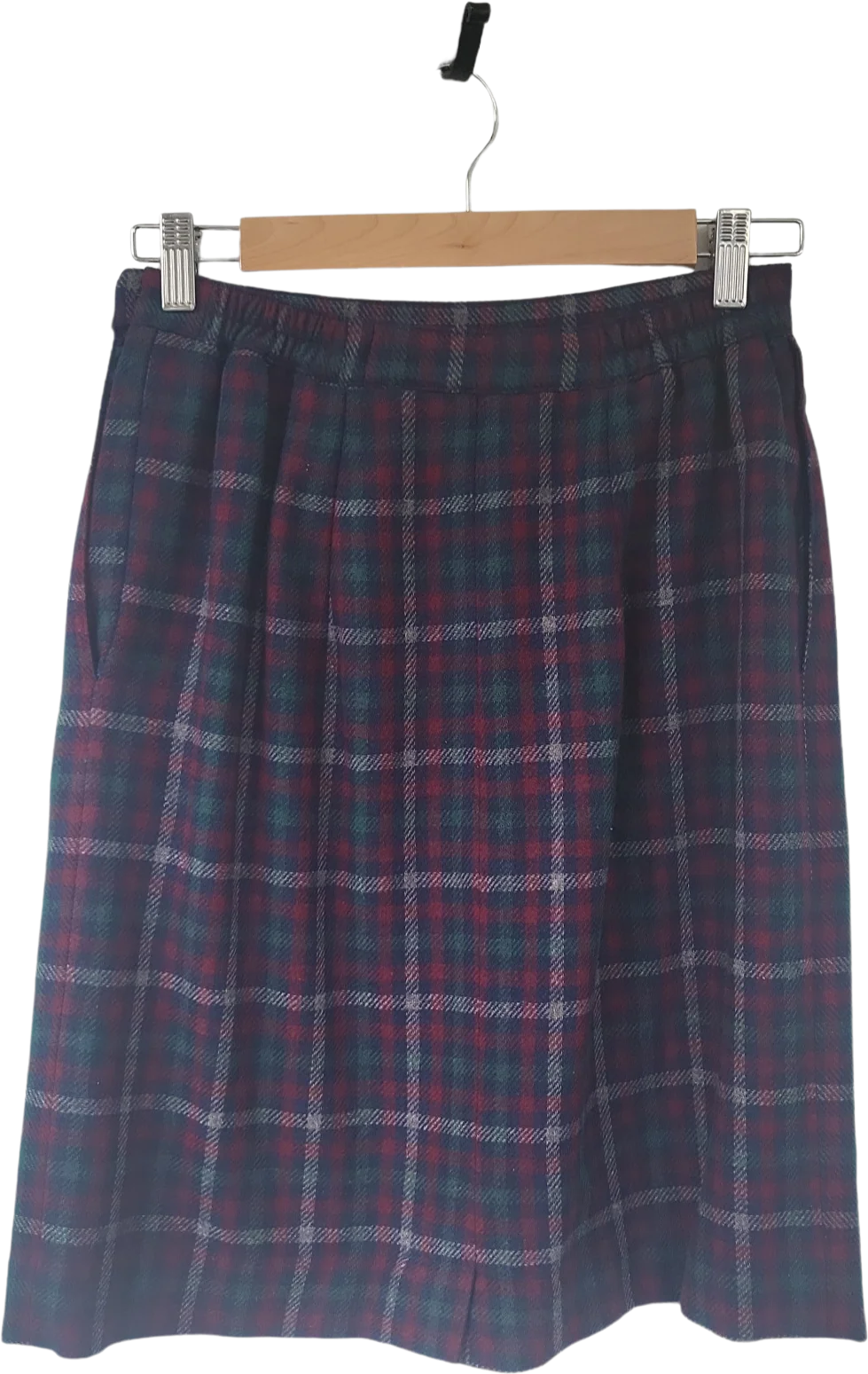 80s Preppy Plaid Knee Length Skirt By Haberdashery - Image 2