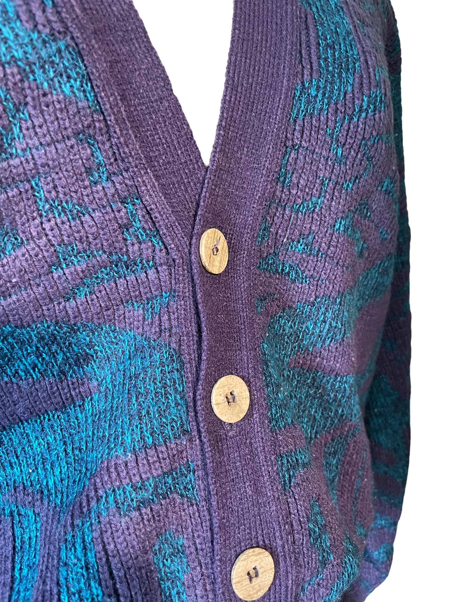 80s Purple And Blue Dolman Cardigan Acryllic Sweater - Image 4