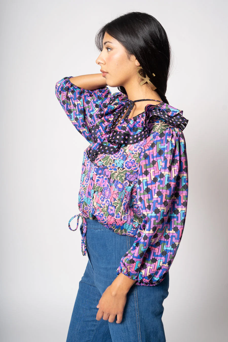 80s Purple and Multicolor Blouse by Diane Freis - Image 10