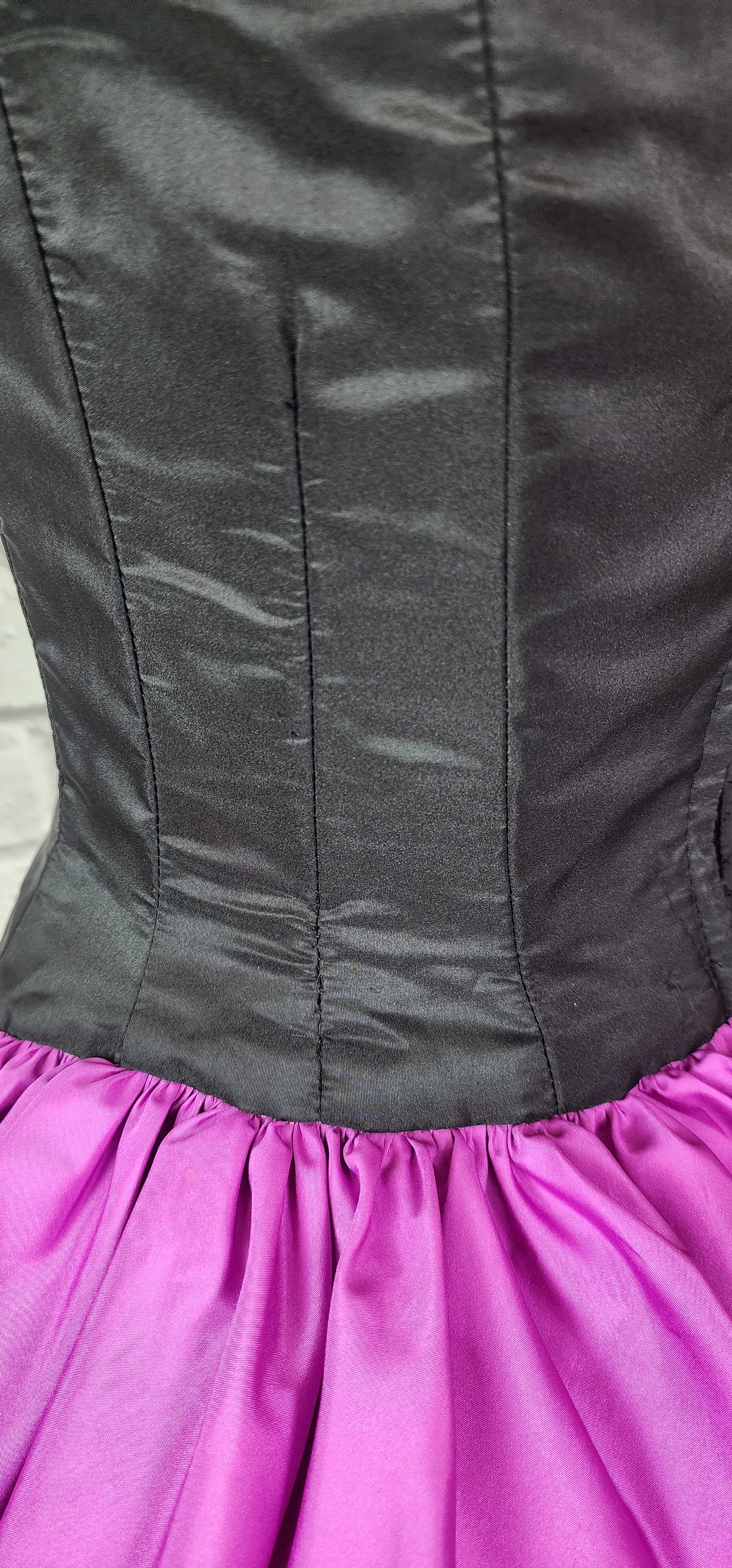 80s Purple Black Ruffle Mini Prom Dress One Shoulder By Mike Benet - Image 5