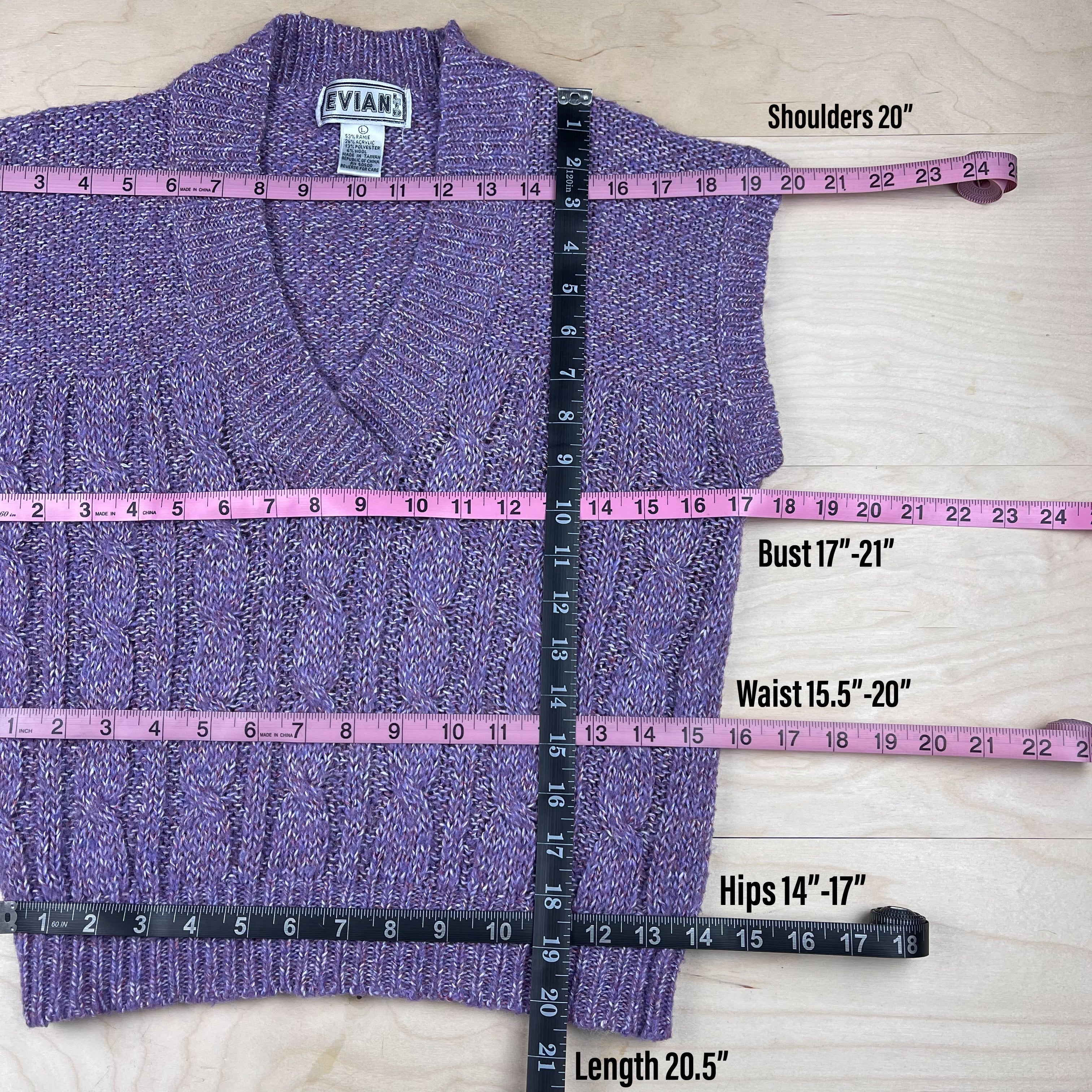 80s Purple Cable Knit V-neck Sweater Vest By Evian Ltd - Image 7