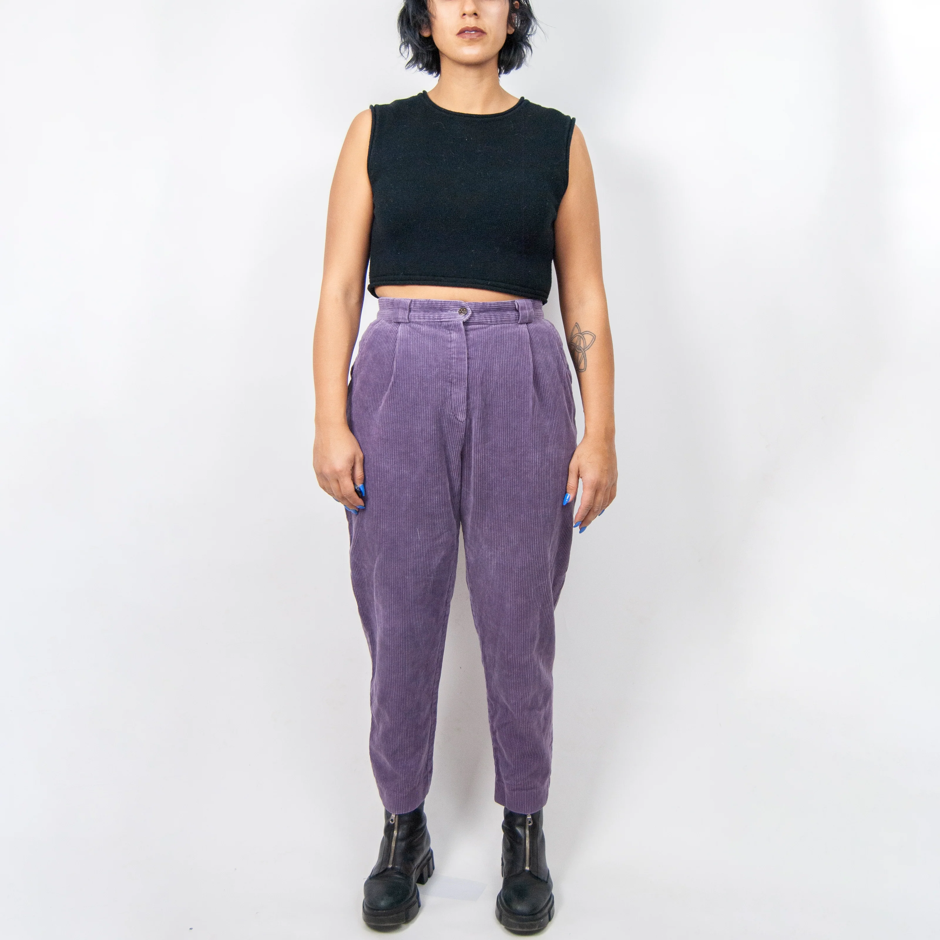 80s Purple Corduroy Trousers / 29 M By Laura Ashley - Image 3