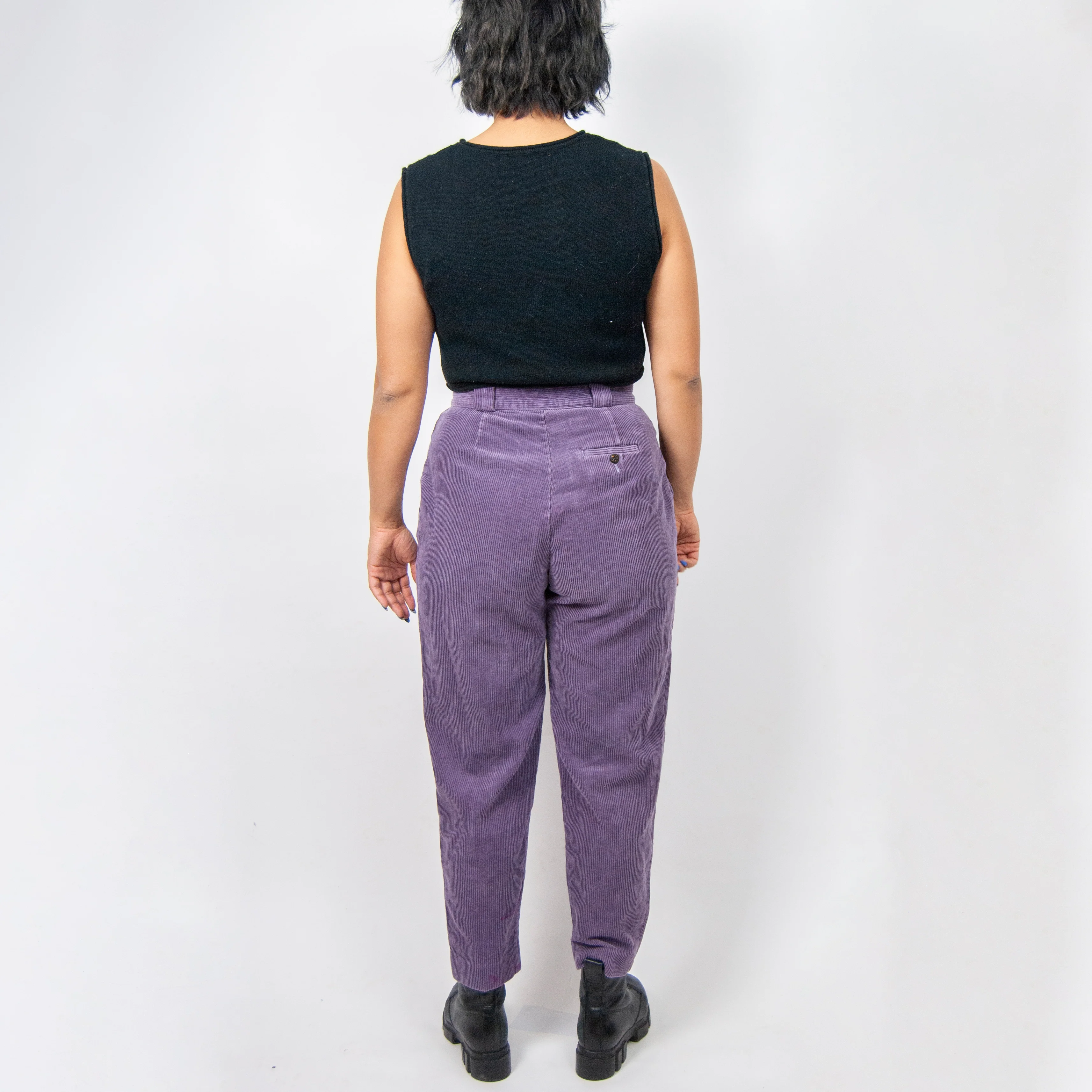 80s Purple Corduroy Trousers / 29 M By Laura Ashley - Image 4