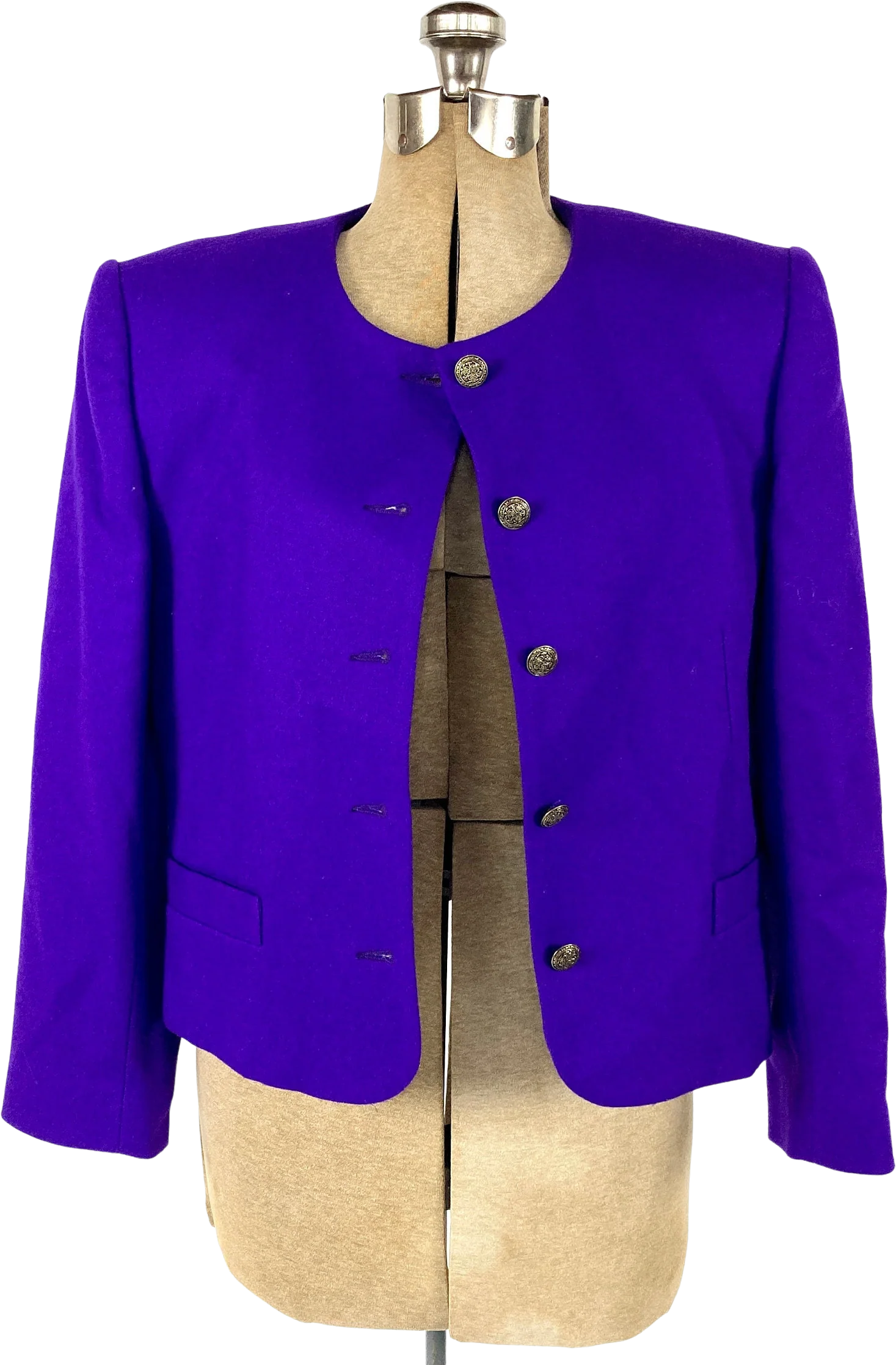80s Purple Cropped Blazer Vintage Square Boxy Sport Coat Wool Bright Dress Jacket by Petites By Fundamental Things
