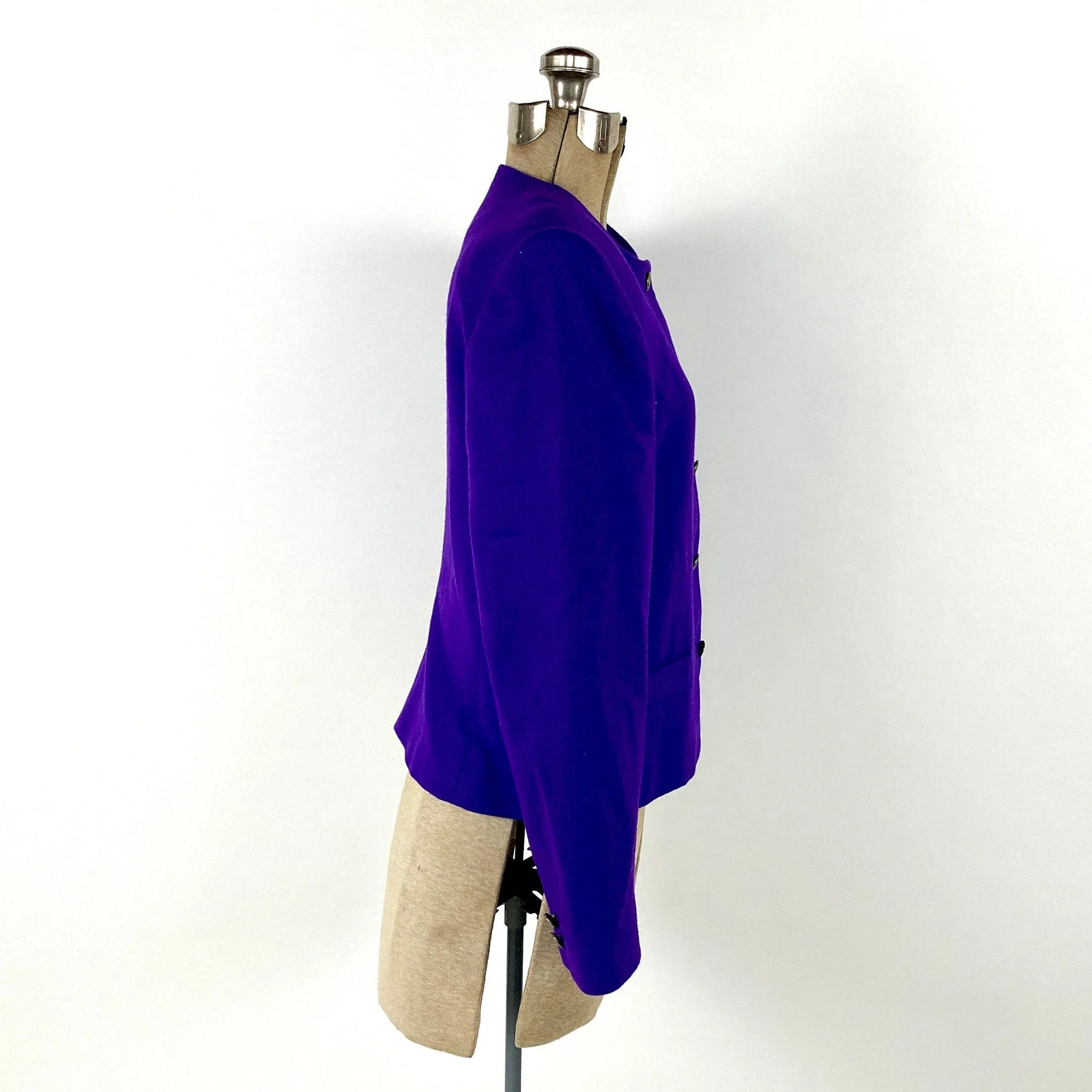 80s Purple Cropped Blazer Vintage Square Boxy Sport Coat Wool Bright Dress Jacket by Petites By Fundamental Things - Image 6