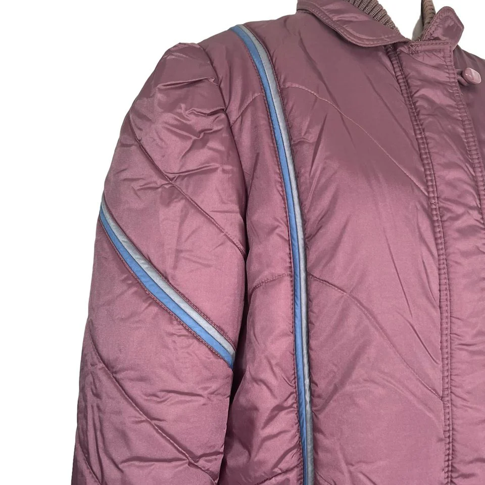 80s Purple Hip Length Puffer Coat M By Ryan Scott - Image 3