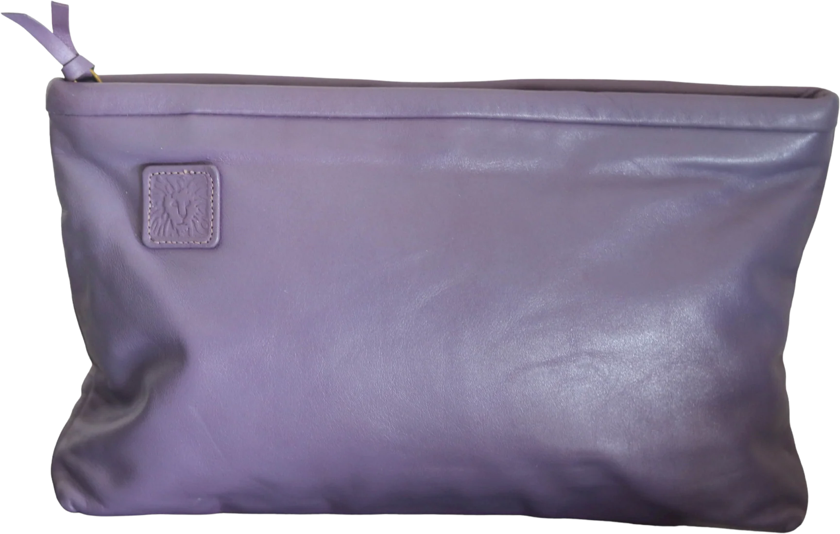 80s Purple Leather Clutch By Anne Klein