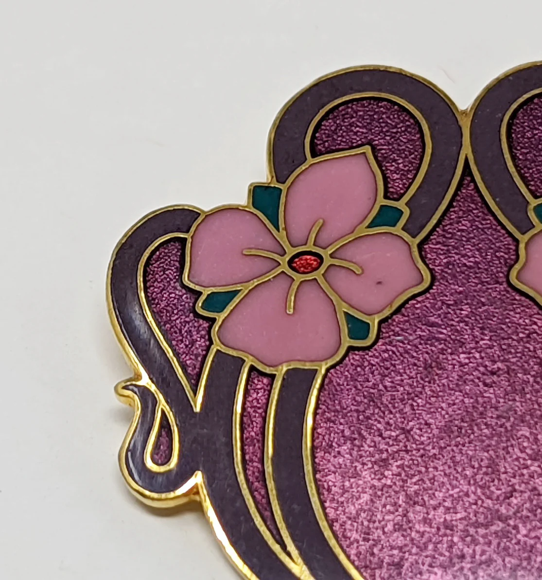 80s Purple Pink Cloisonne Floral Enamel Pin By Isle of Skye - Image 3