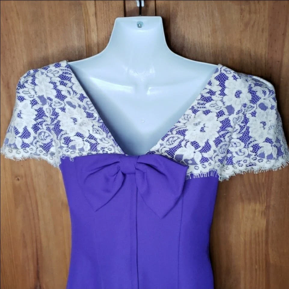80's Purple Special Ocassion Lace Top Dress by Charisma By Bel Aire - Image 6