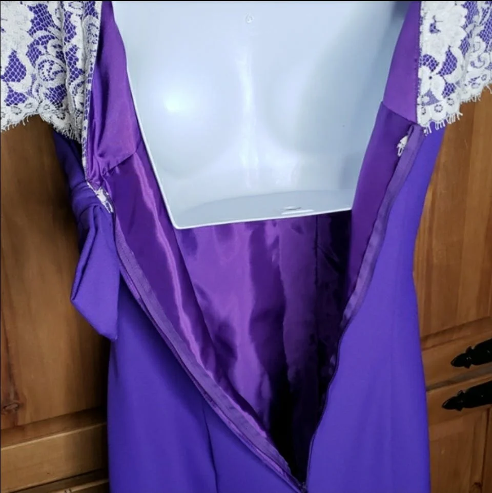 80's Purple Special Ocassion Lace Top Dress by Charisma By Bel Aire - Image 8