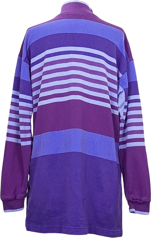 80s Purple Stripe Mock Turtleneck Oversize Top By L.L. Bean - Image 2