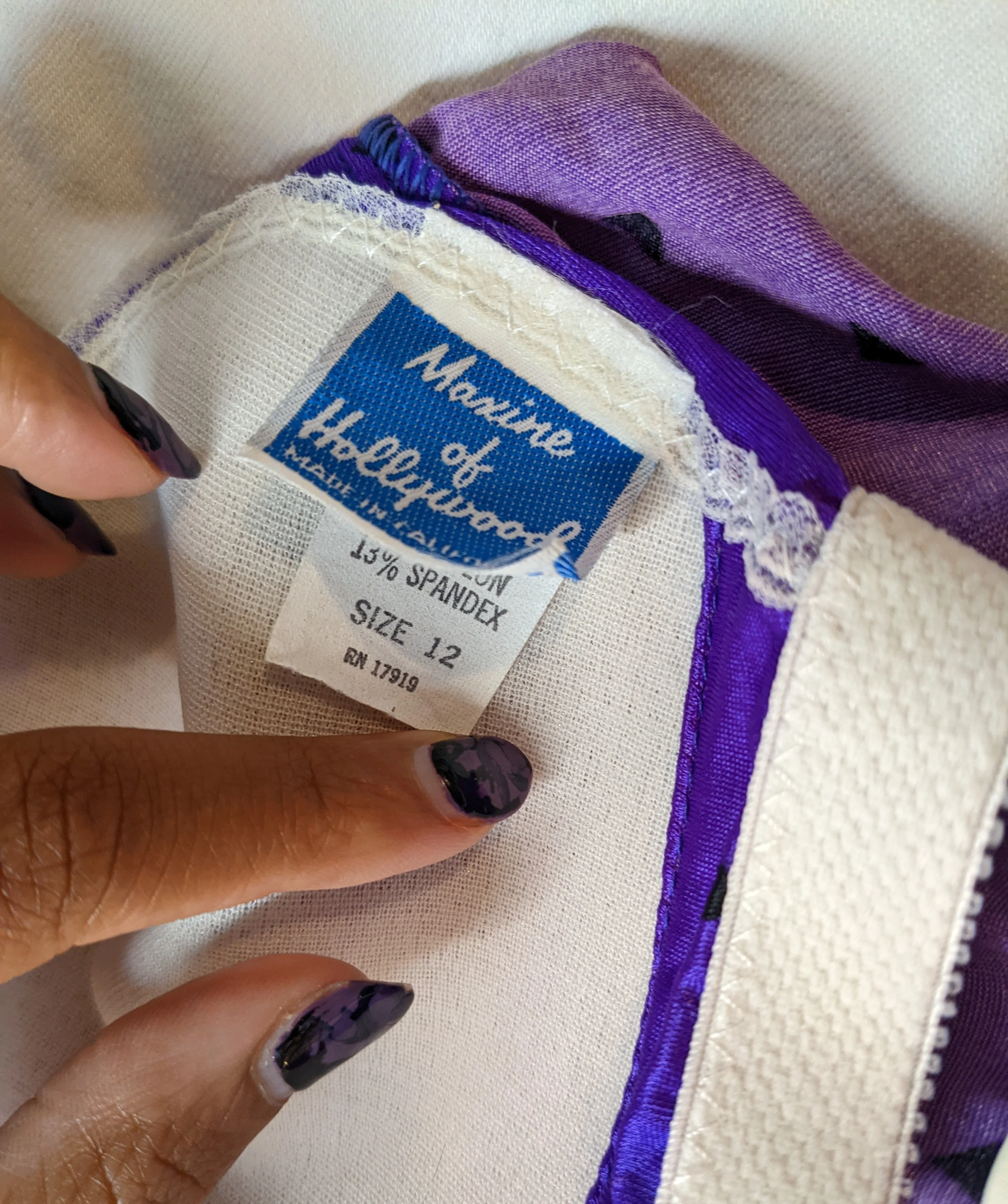 80s Purple Triangle One Piece Swimsuit By Maxine of Hollywood - Image 9