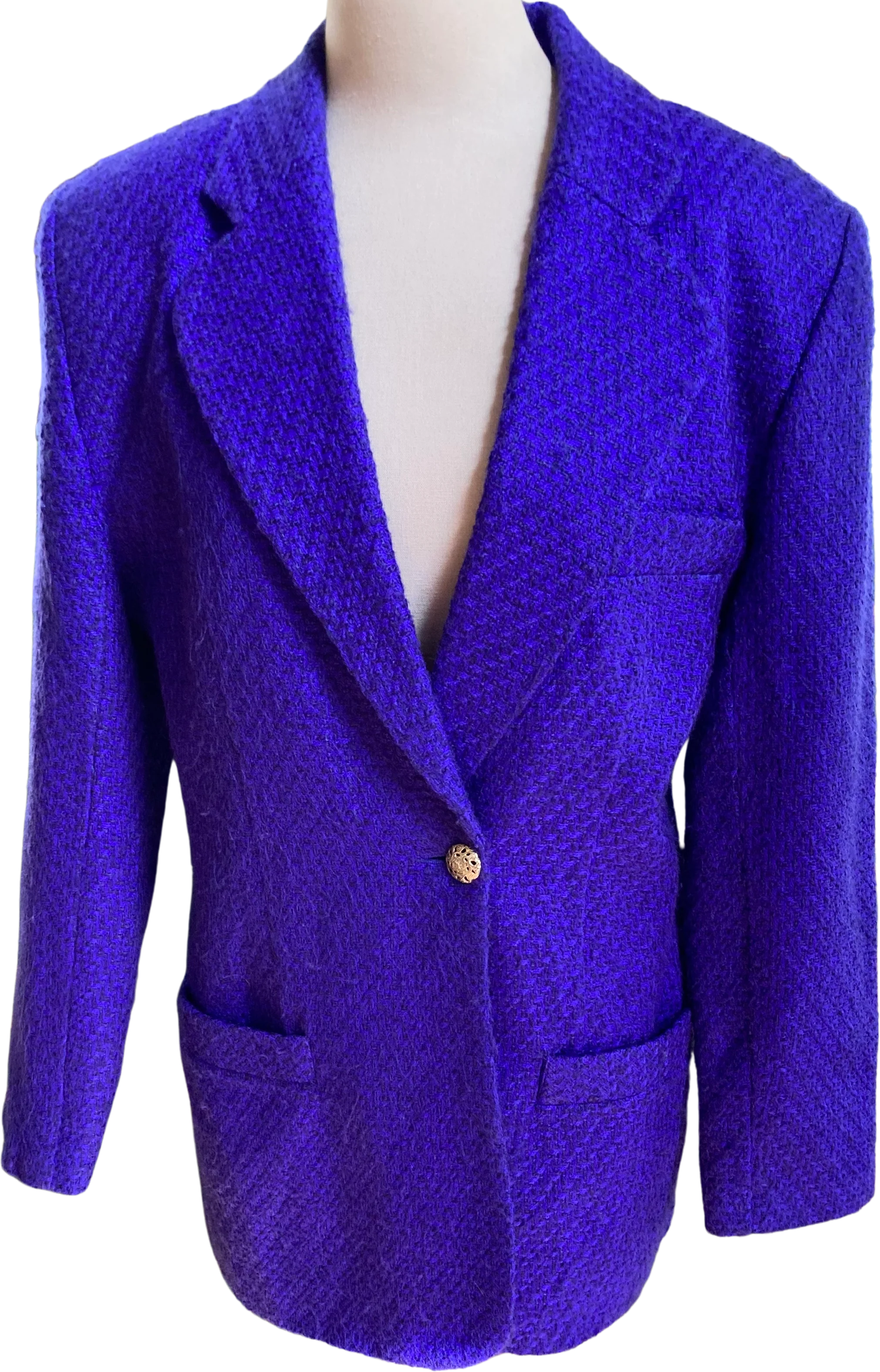 80s Purple Tweed Oversized Jacket By J R T