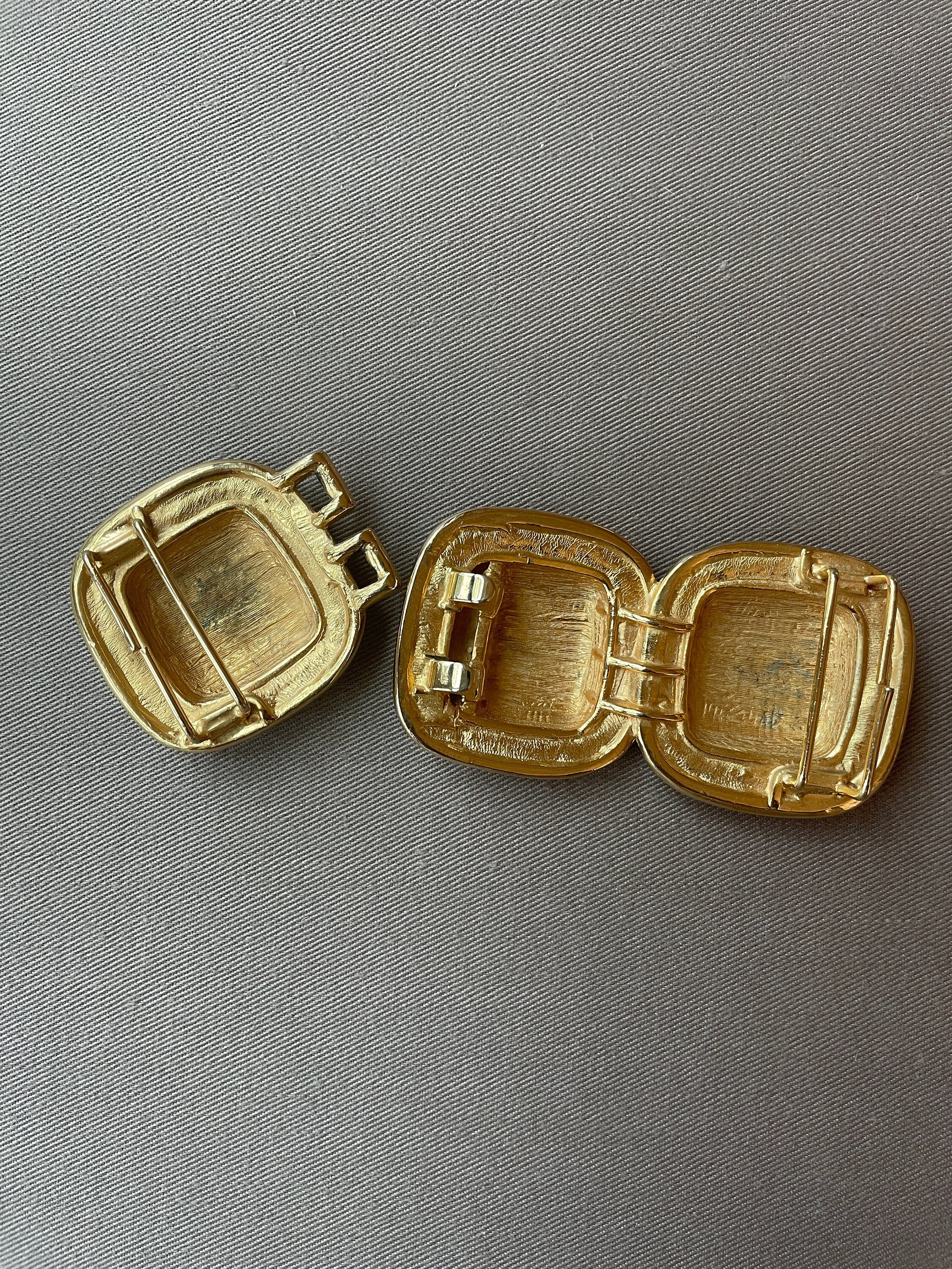 80s Quilted Gold Belt Buckle Couture Runway Designer - Image 6
