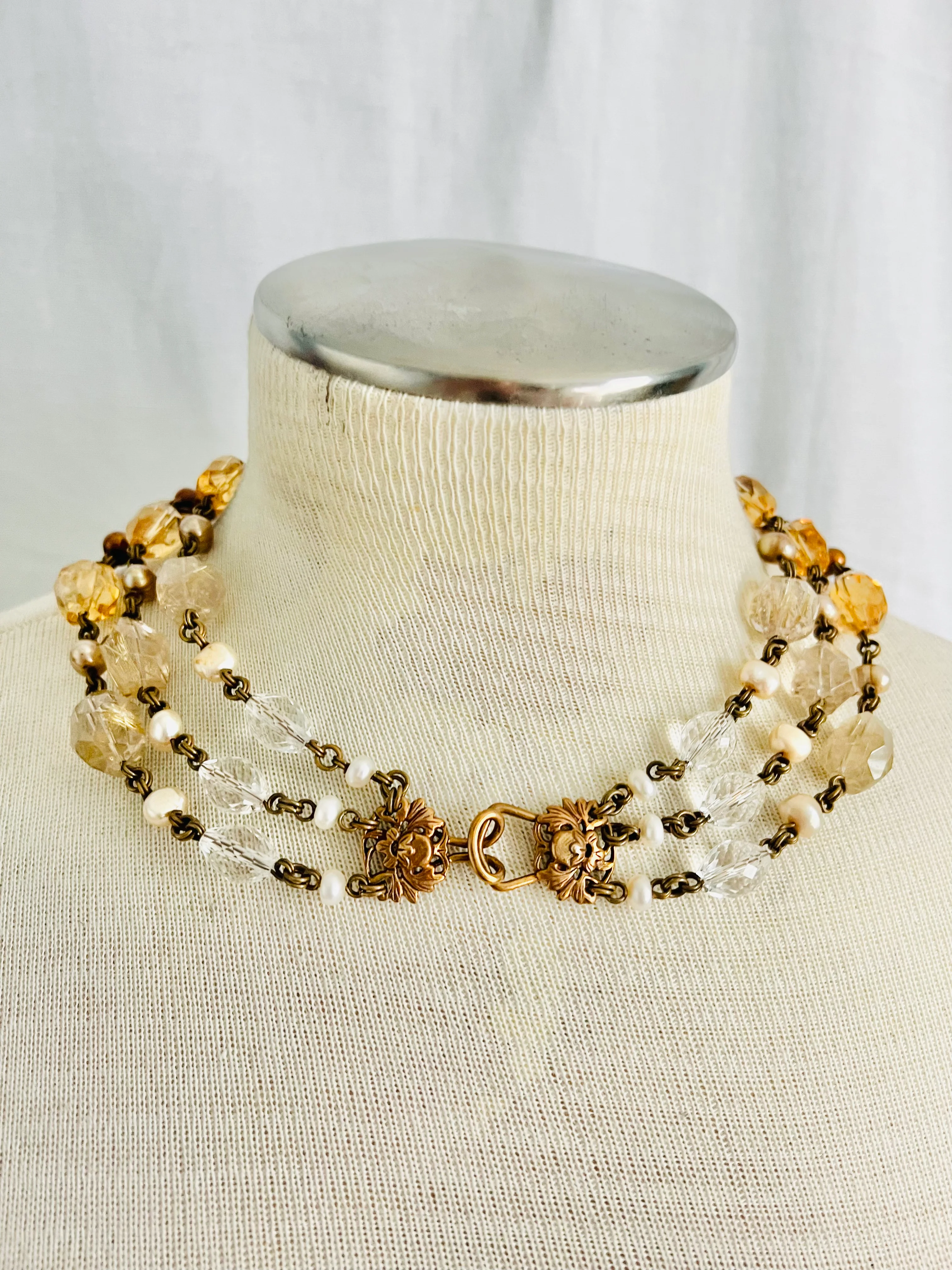 80s Rare Stephen Dweck Multistrand Quartz Necklace By Stephen Dweck - Image 4