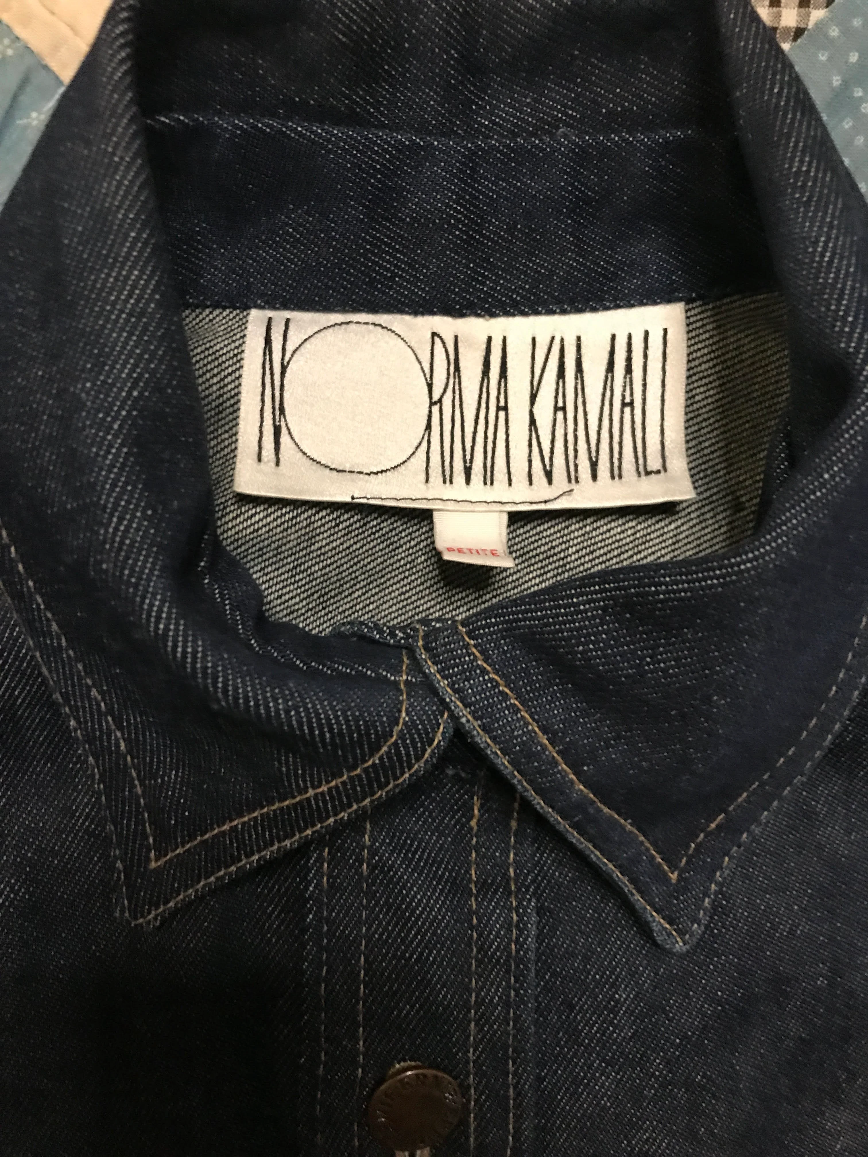 80s Raw Denim Button Up Jean Vest Sleeveless Blouse By Norma Kamali - Image 3