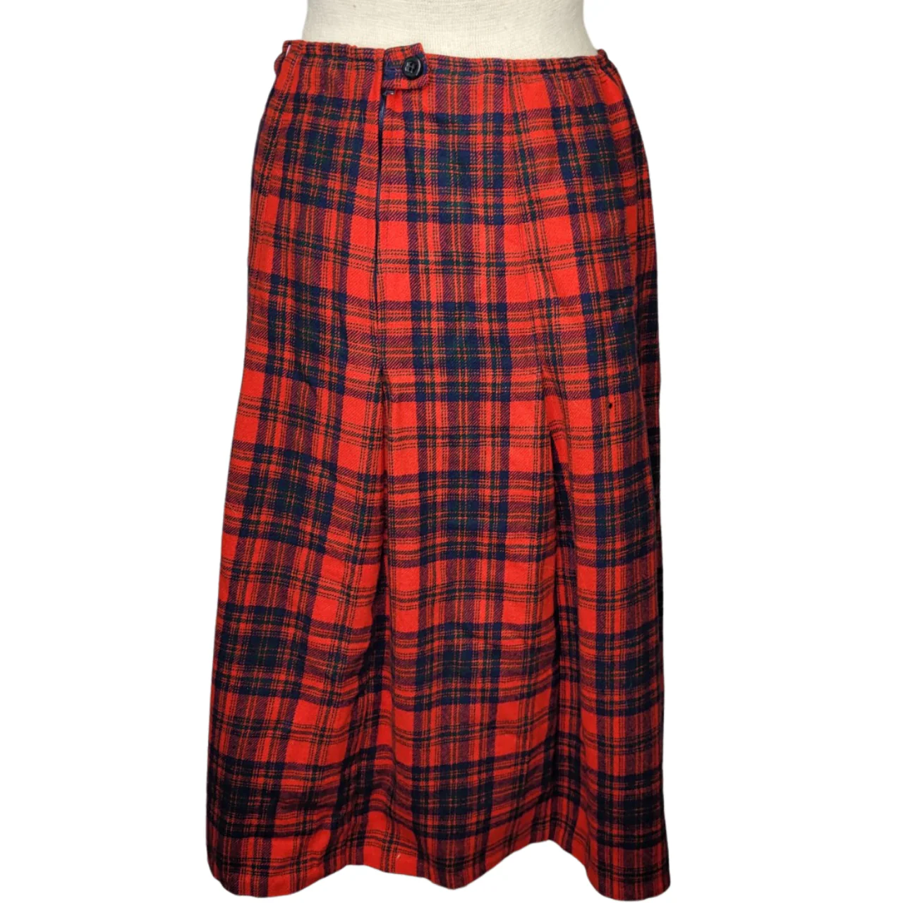 80s Red And Blue Plaid Midi Skirt Size Small By Pendleton - Image 3