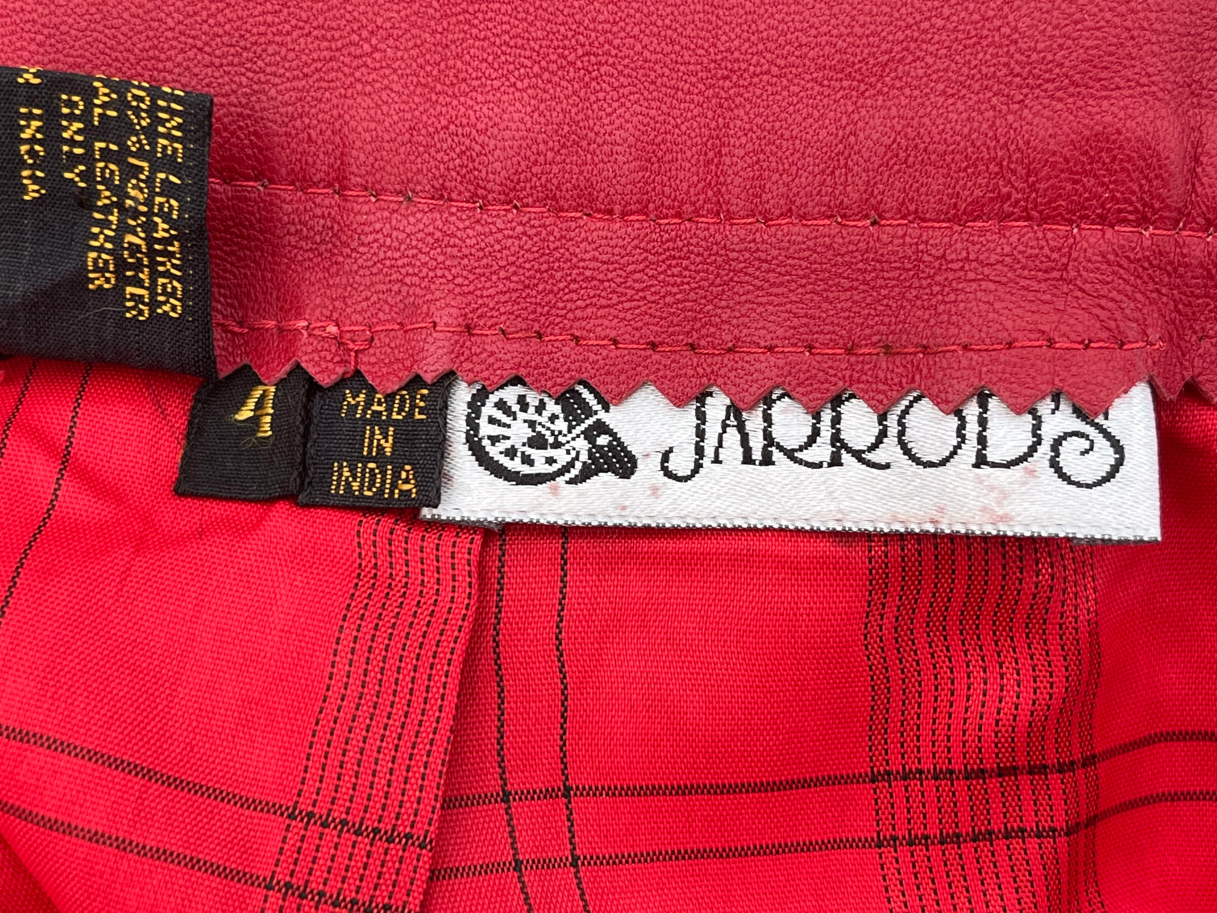 80s Red Leather Mini Pencil Skirt By Jarrod's - Image 5