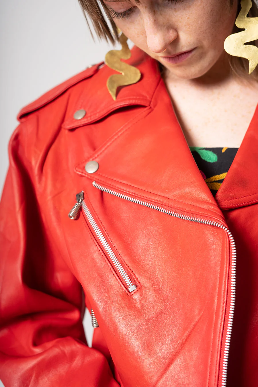 80s Red Moto Jacket - Image 3
