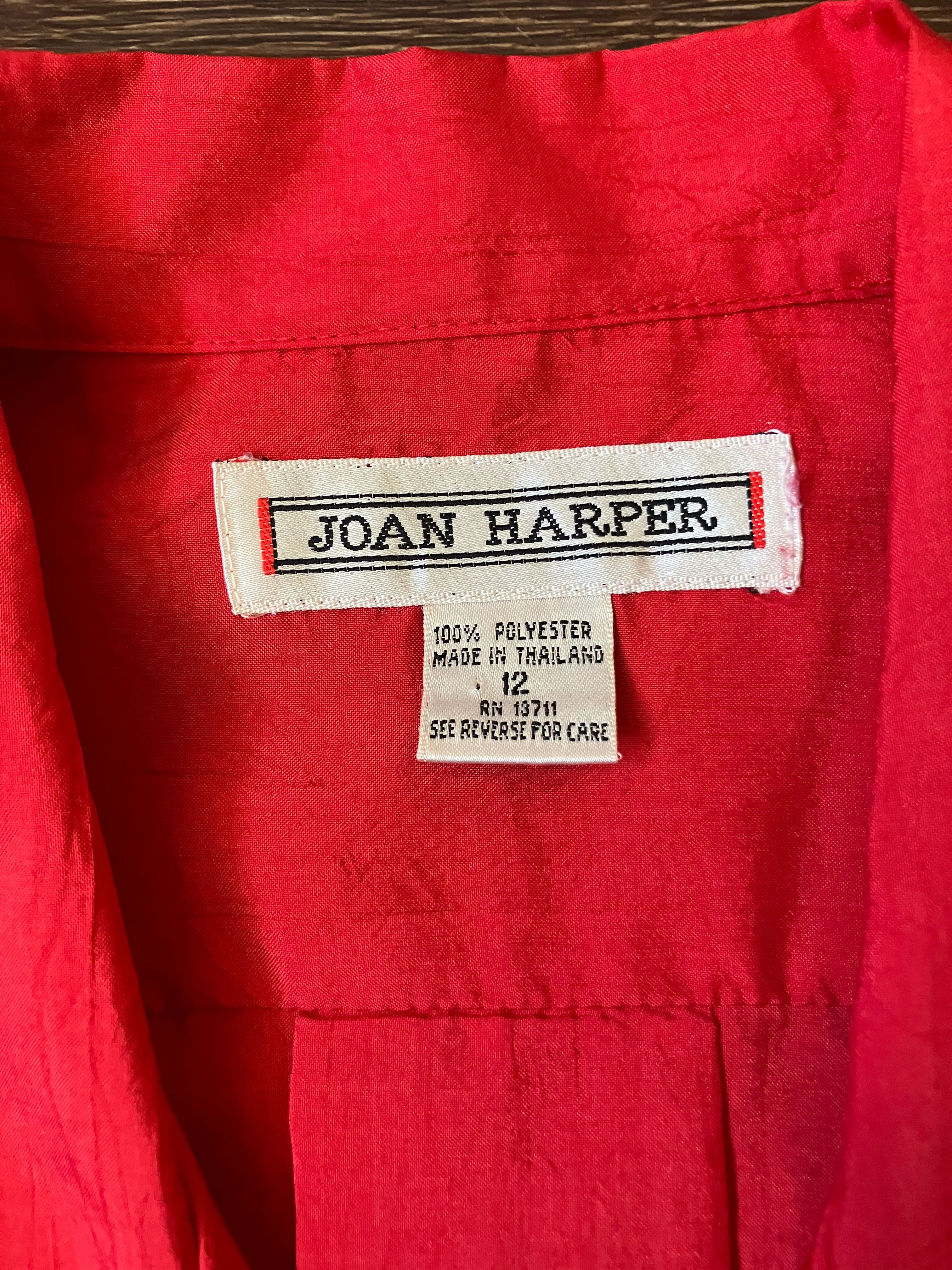 80s Red Pleated Secretary Blouse Peplum Silhouette By Joan Harper - Image 6