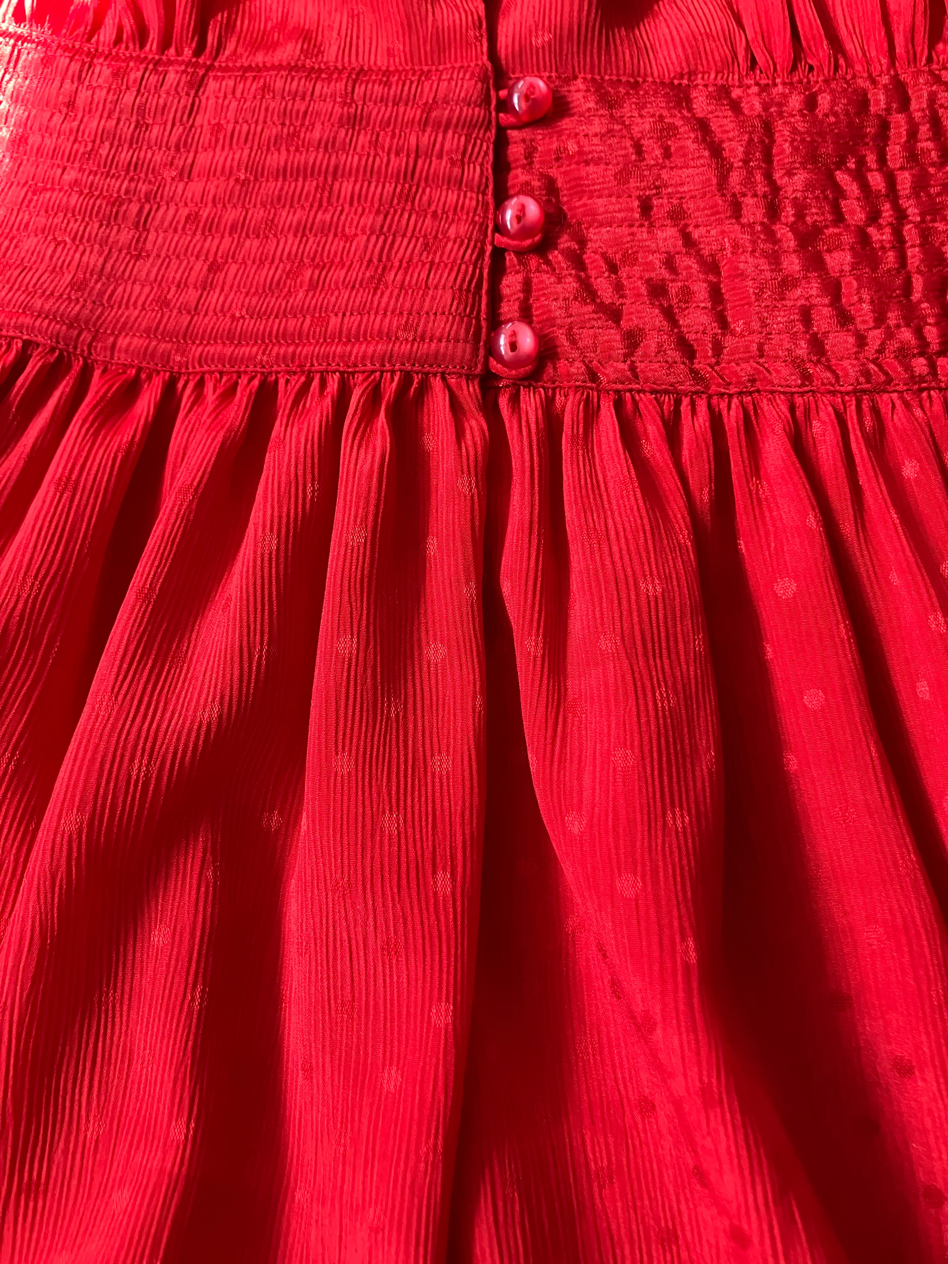 80s Red Polka Dot Fit And Flare Dress Quilted Detail By Sunshine Starshine - Image 14