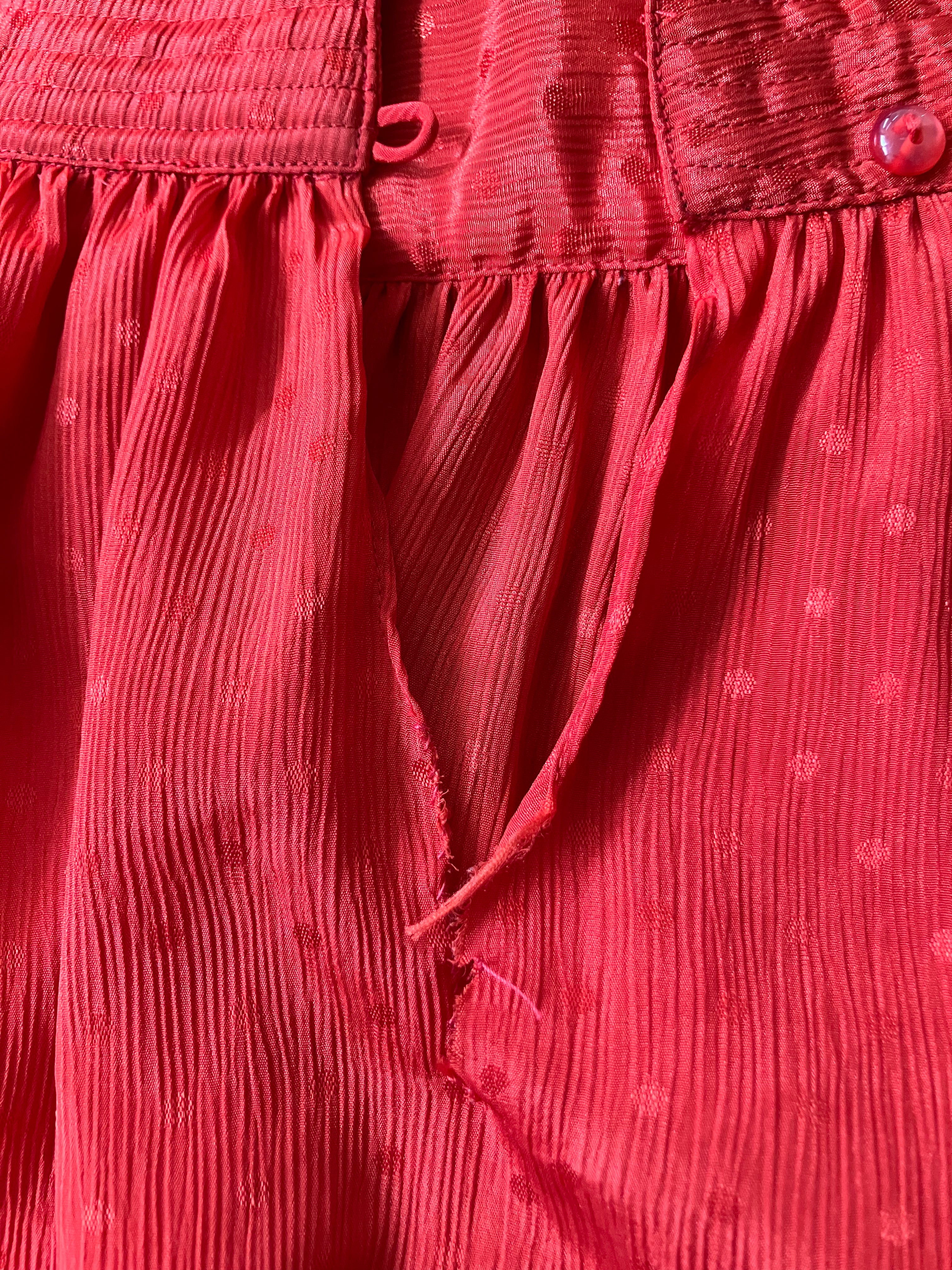 80s Red Polka Dot Fit And Flare Dress Quilted Detail By Sunshine Starshine - Image 15