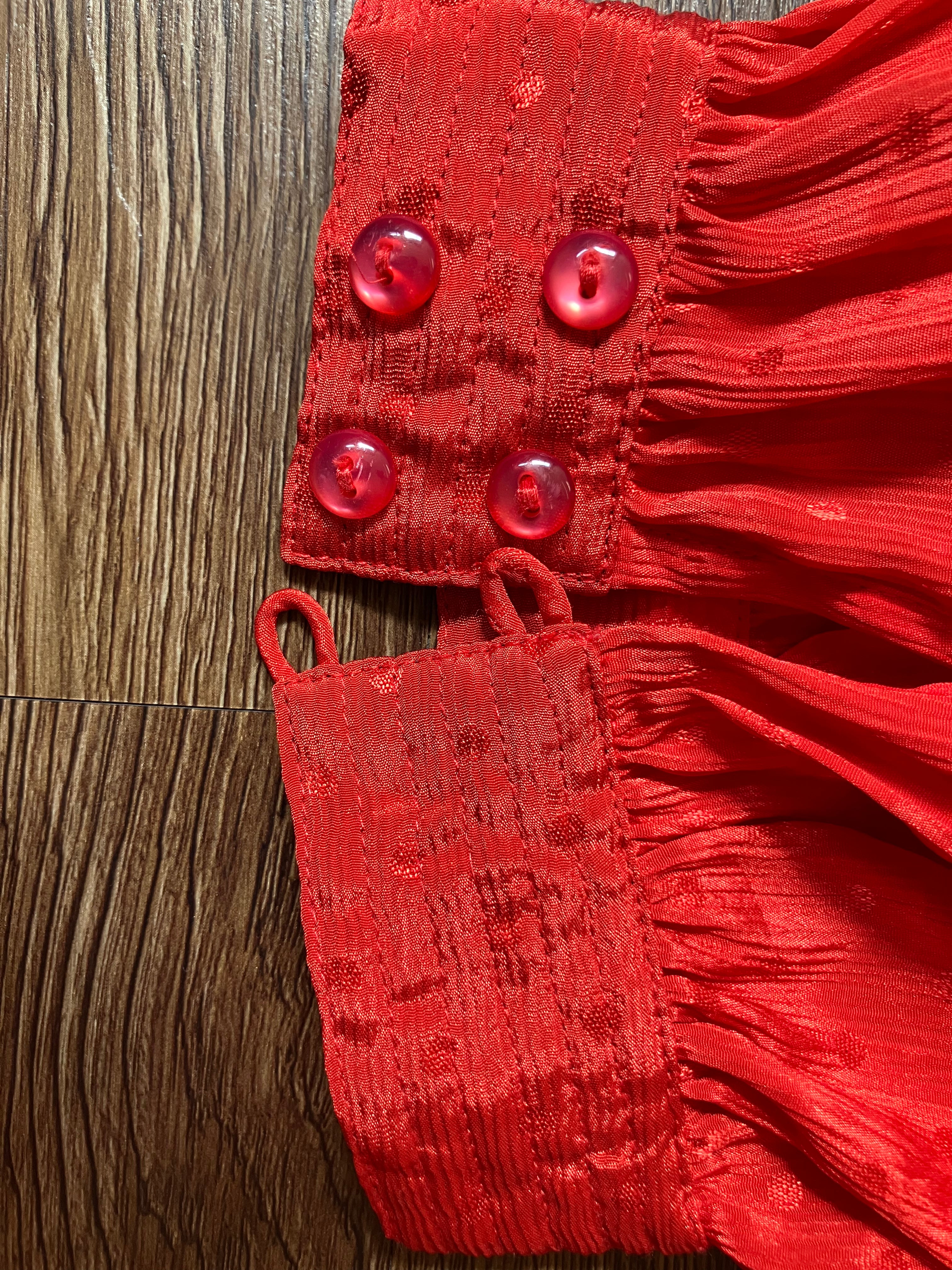 80s Red Polka Dot Fit And Flare Dress Quilted Detail By Sunshine Starshine - Image 17