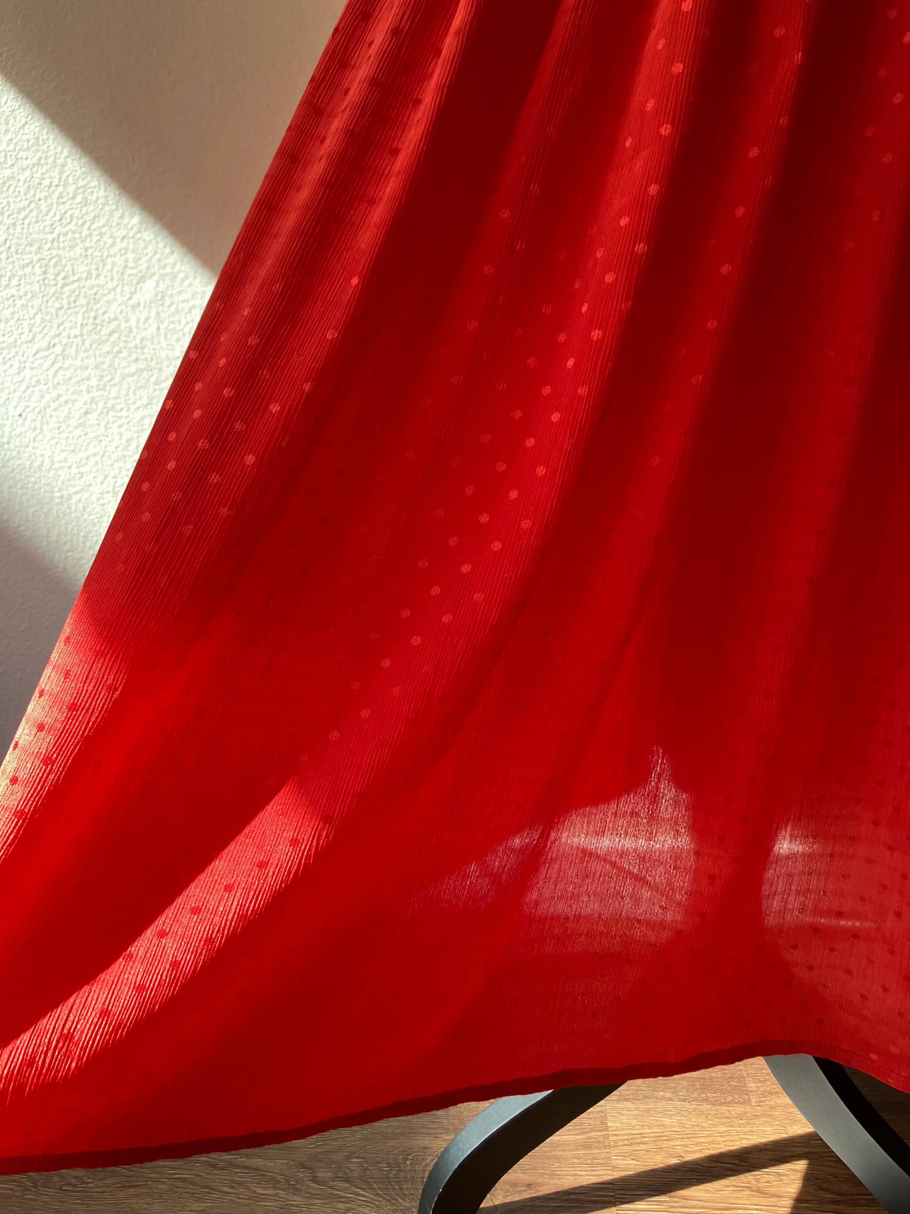 80s Red Polka Dot Fit And Flare Dress Quilted Detail By Sunshine Starshine - Image 8