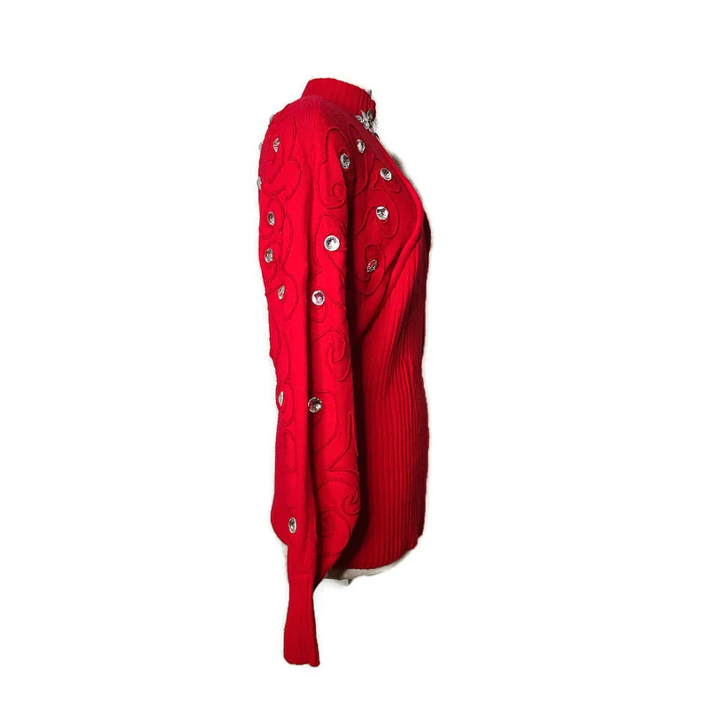 80s Red Rhinestone Embellished Sweater By The Prisma Collection - Image 9