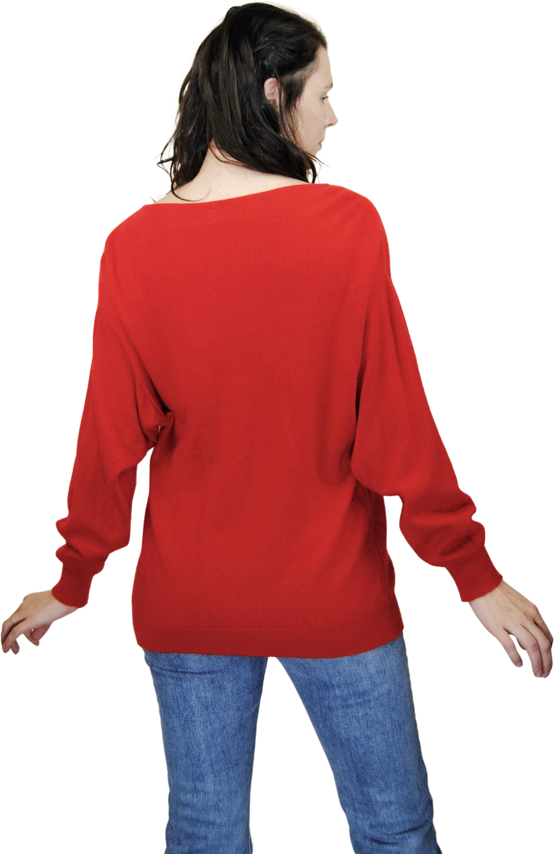 80s Red Scottish Cashmere Sweater By Andrew Stewart - Image 2