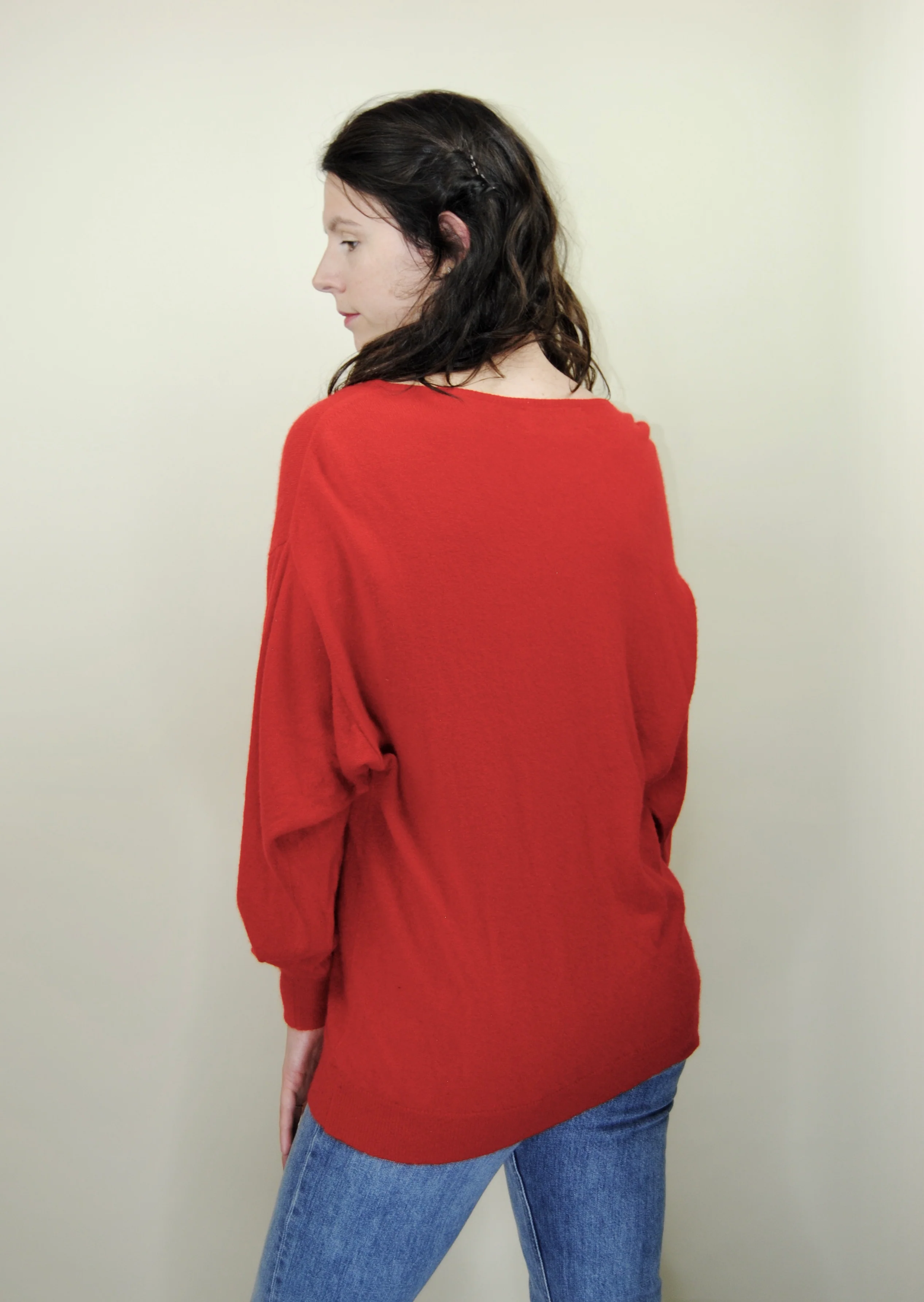 80s Red Scottish Cashmere Sweater By Andrew Stewart - Image 4
