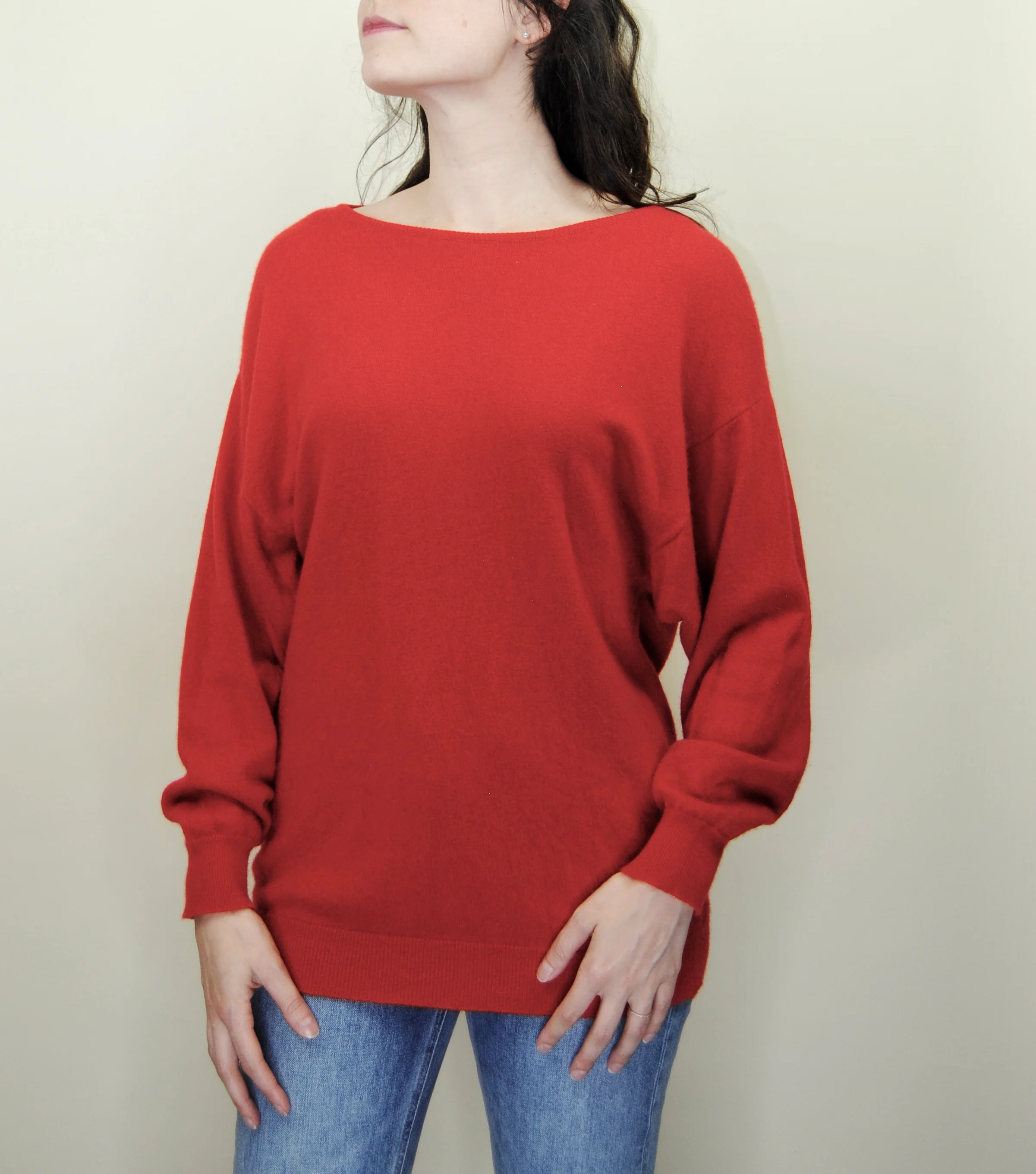 80s Red Scottish Cashmere Sweater By Andrew Stewart - Image 5