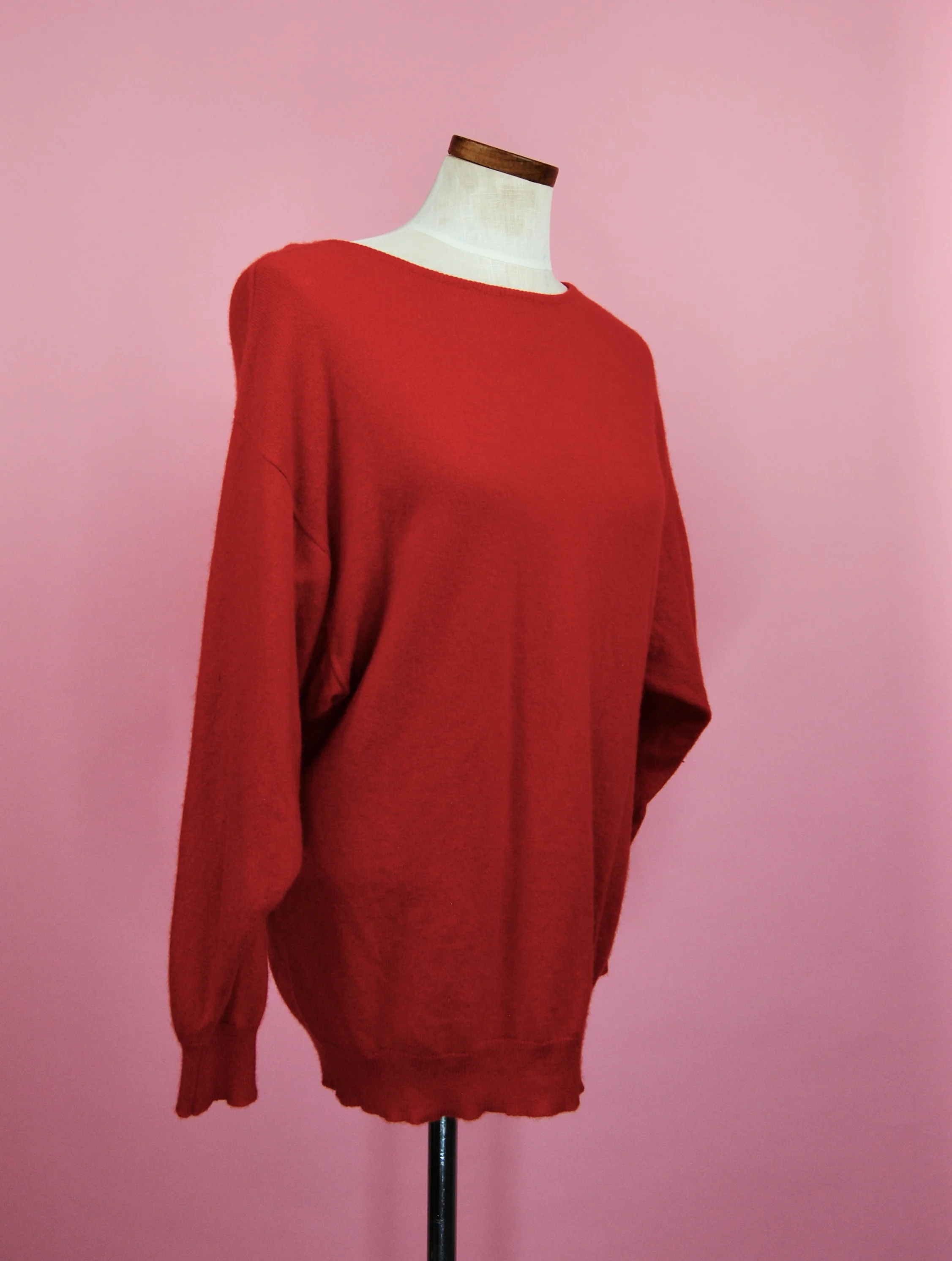 80s Red Scottish Cashmere Sweater By Andrew Stewart - Image 9