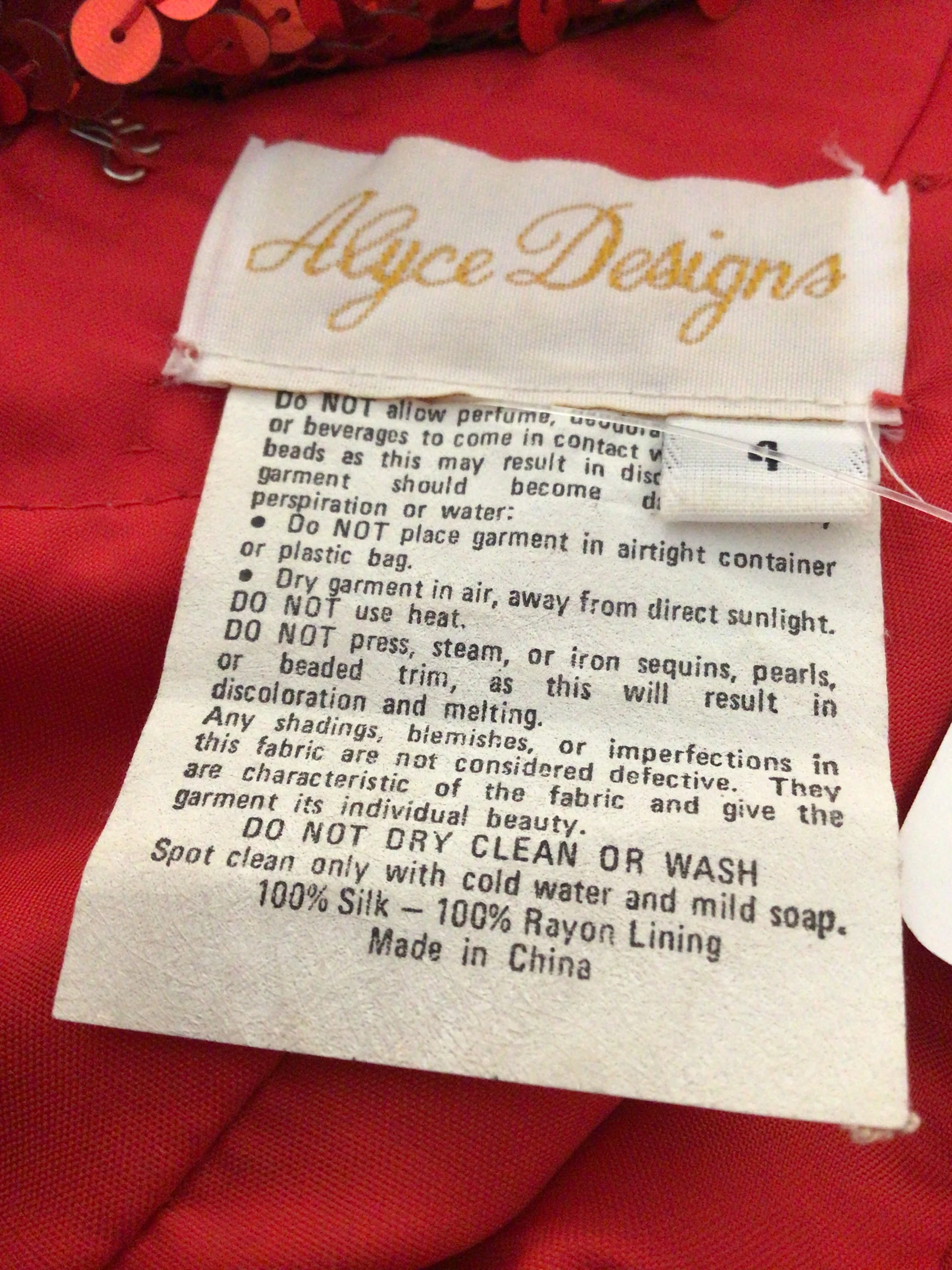 80s Red Sequin Mini Dress With Beaded Dangle Accents By Alyce Designs - Image 3