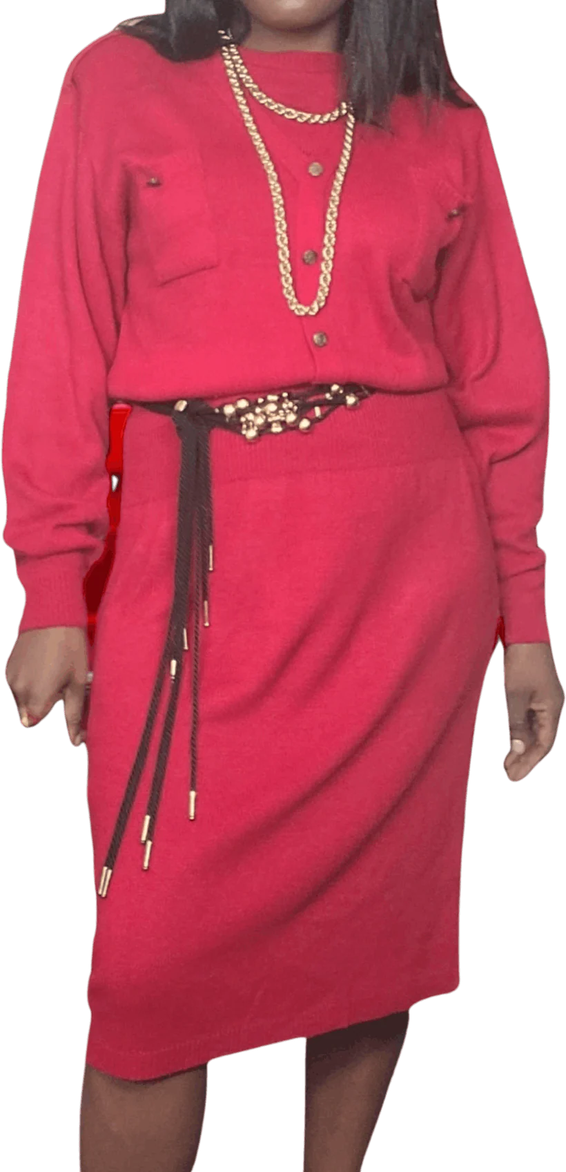 80s Red Sweater Dress By Claire Thomson