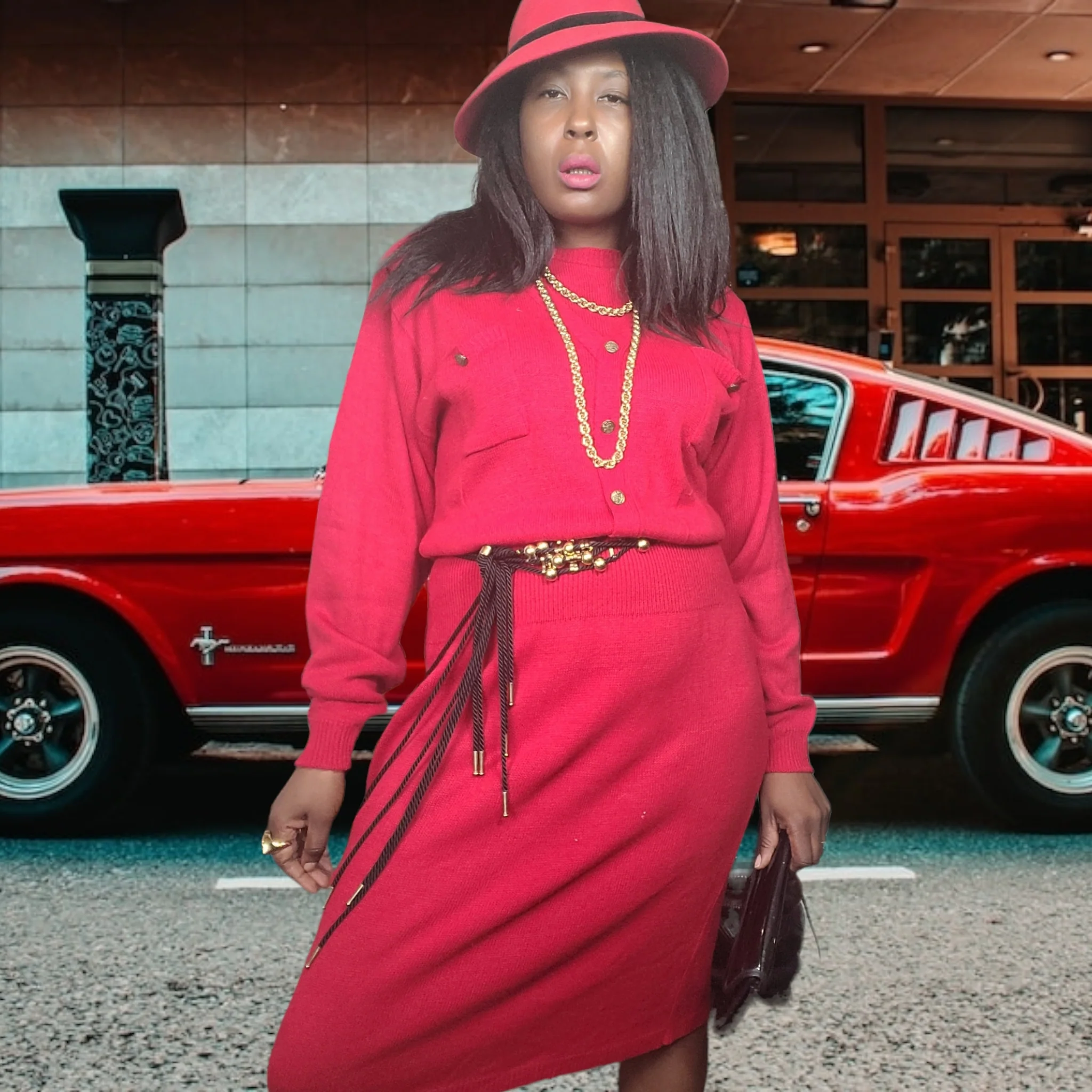 80s Red Sweater Dress By Claire Thomson - Image 6