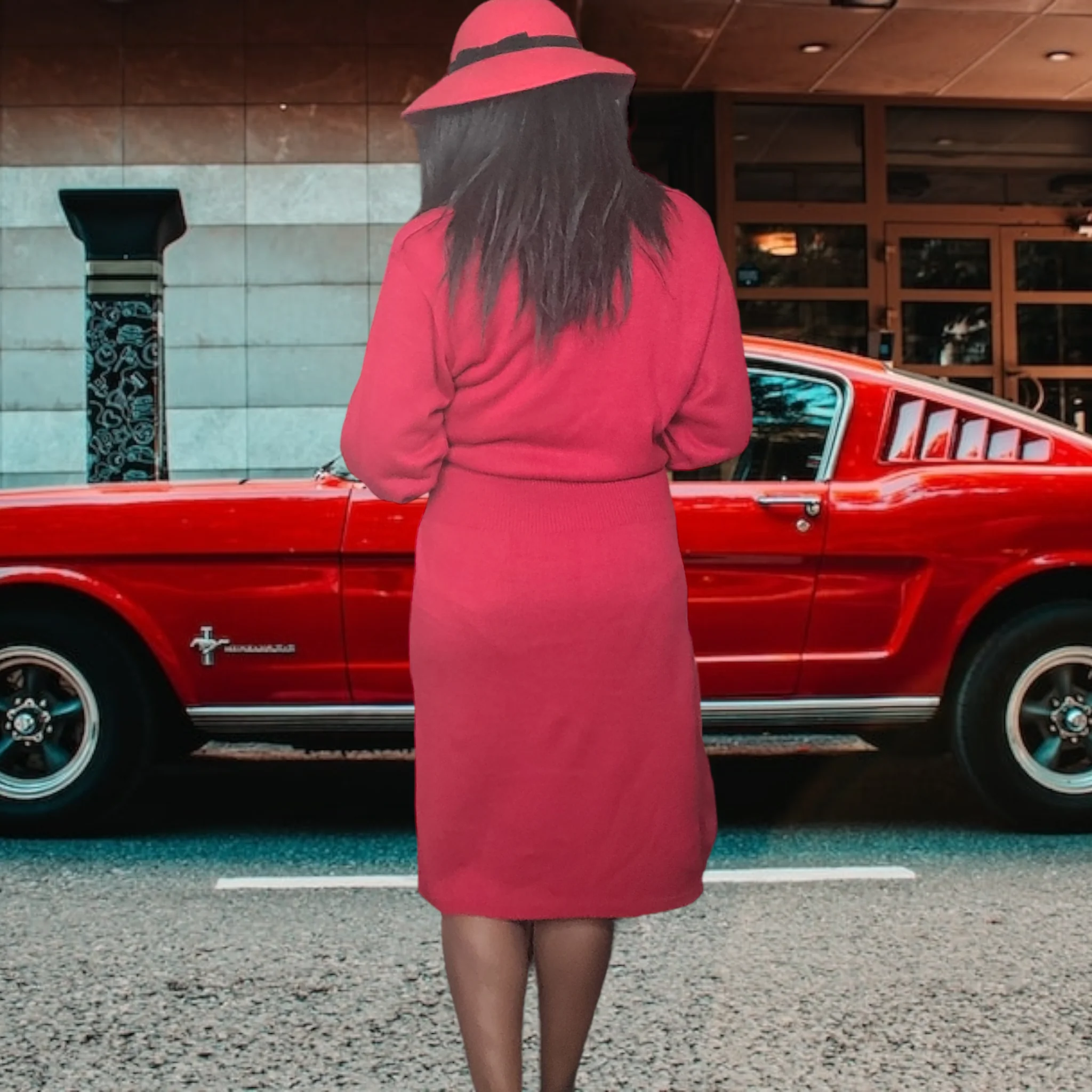 80s Red Sweater Dress By Claire Thomson - Image 9