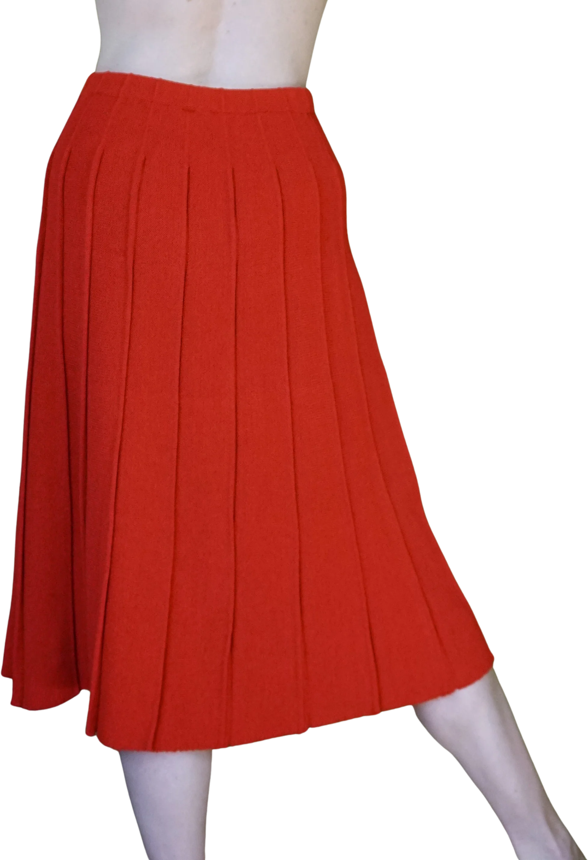 80s Red Sweater Knit Pleated Midi Skirt By Lilli Ann Collection - Image 3