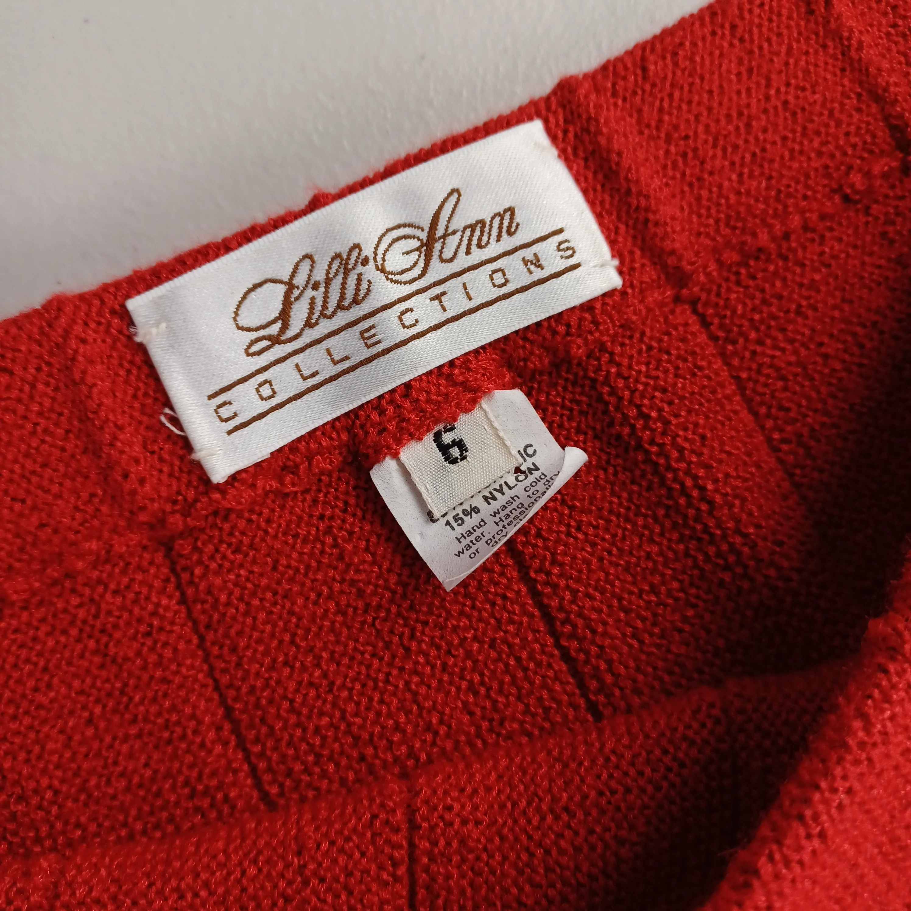 80s Red Sweater Knit Pleated Midi Skirt By Lilli Ann Collection - Image 4