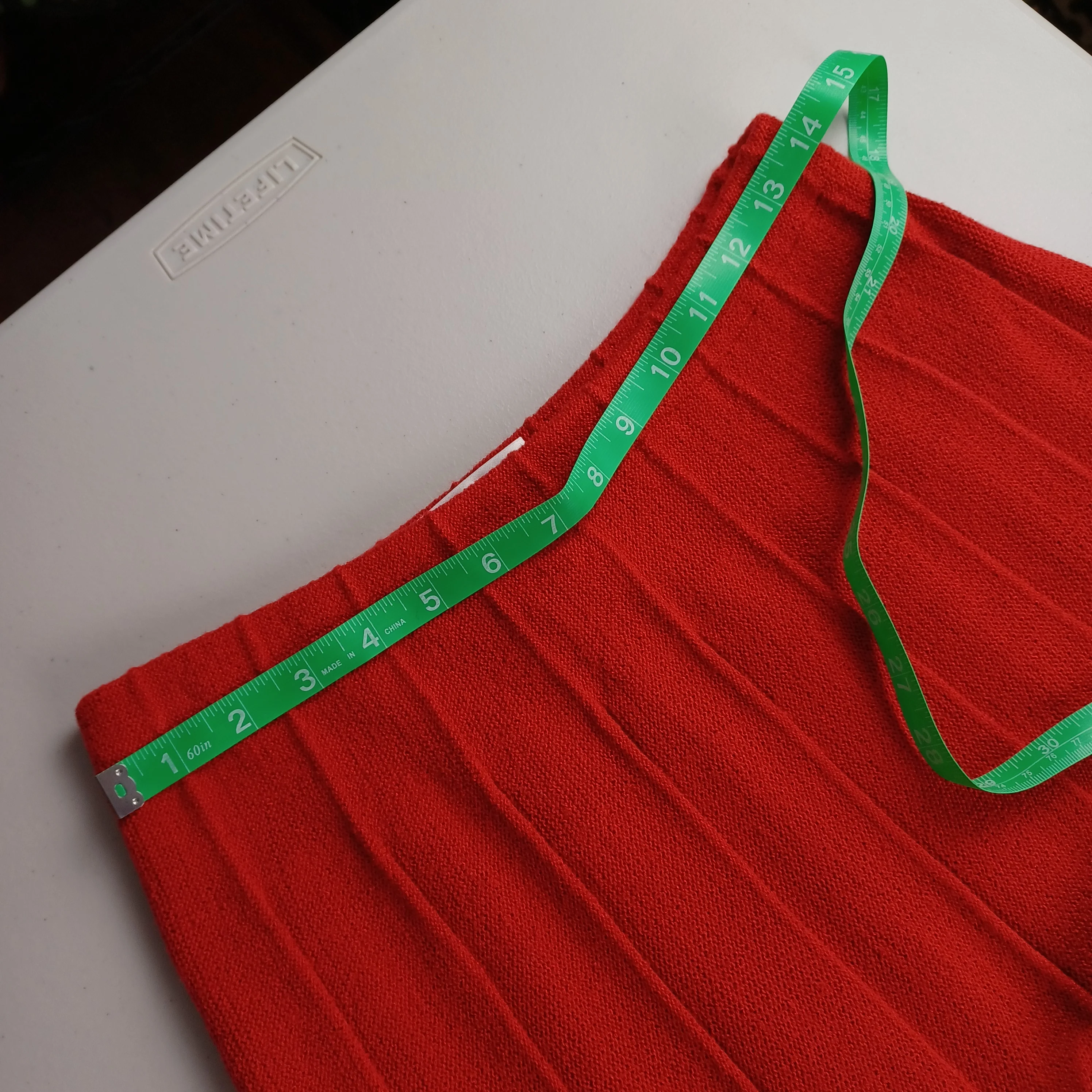 80s Red Sweater Knit Pleated Midi Skirt By Lilli Ann Collection - Image 5