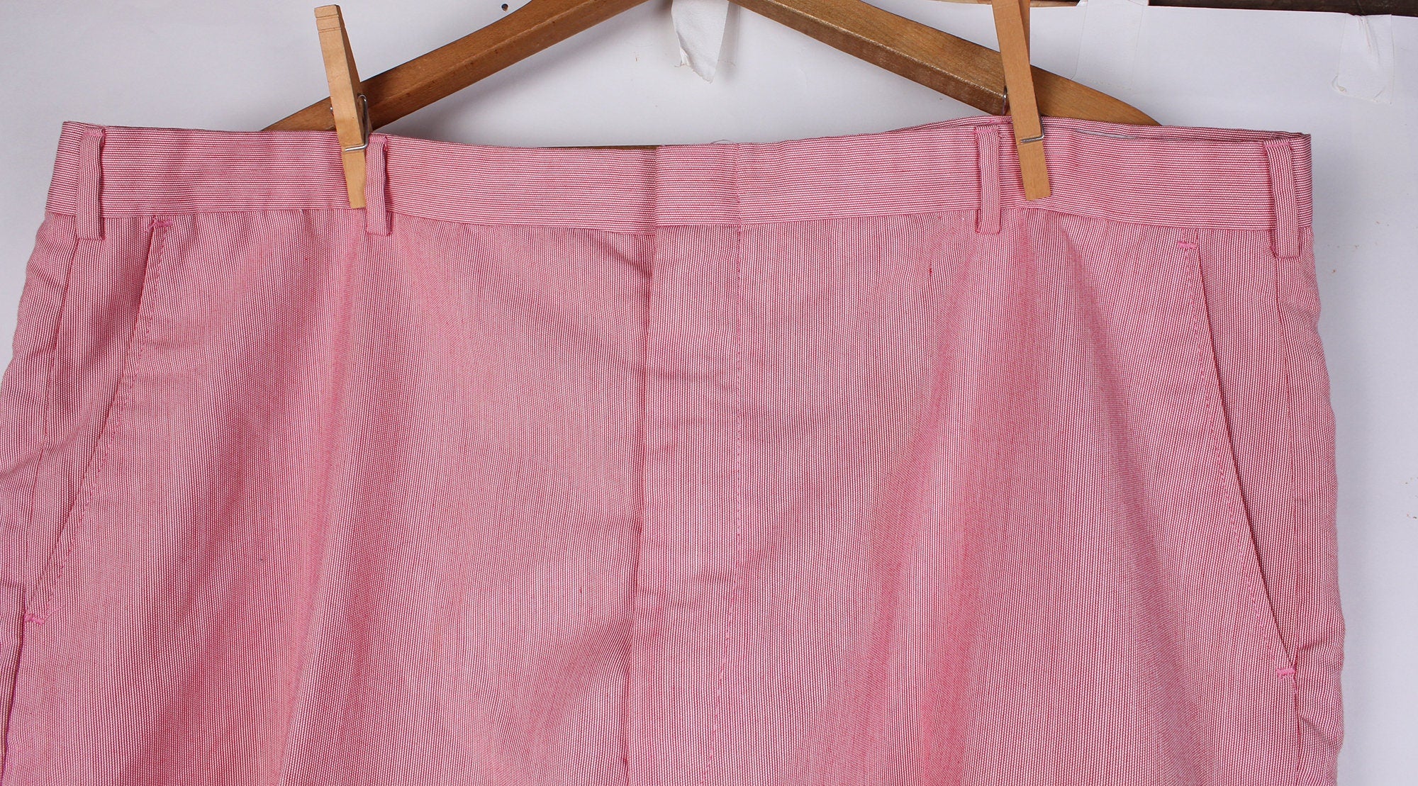 80s Red White Striped Seersucker Men's Summer Dress Pants Slacks - Image 2
